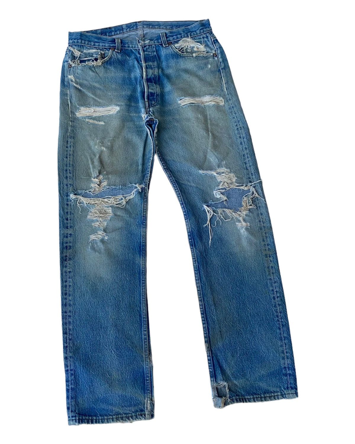 Levi's × Levi's Vintage Clothing VINTAGE LEVIS 501 USA THRASHED DISTRESS DENIM JEANS Size US 34 / EU 50 - 3 Thumbnail