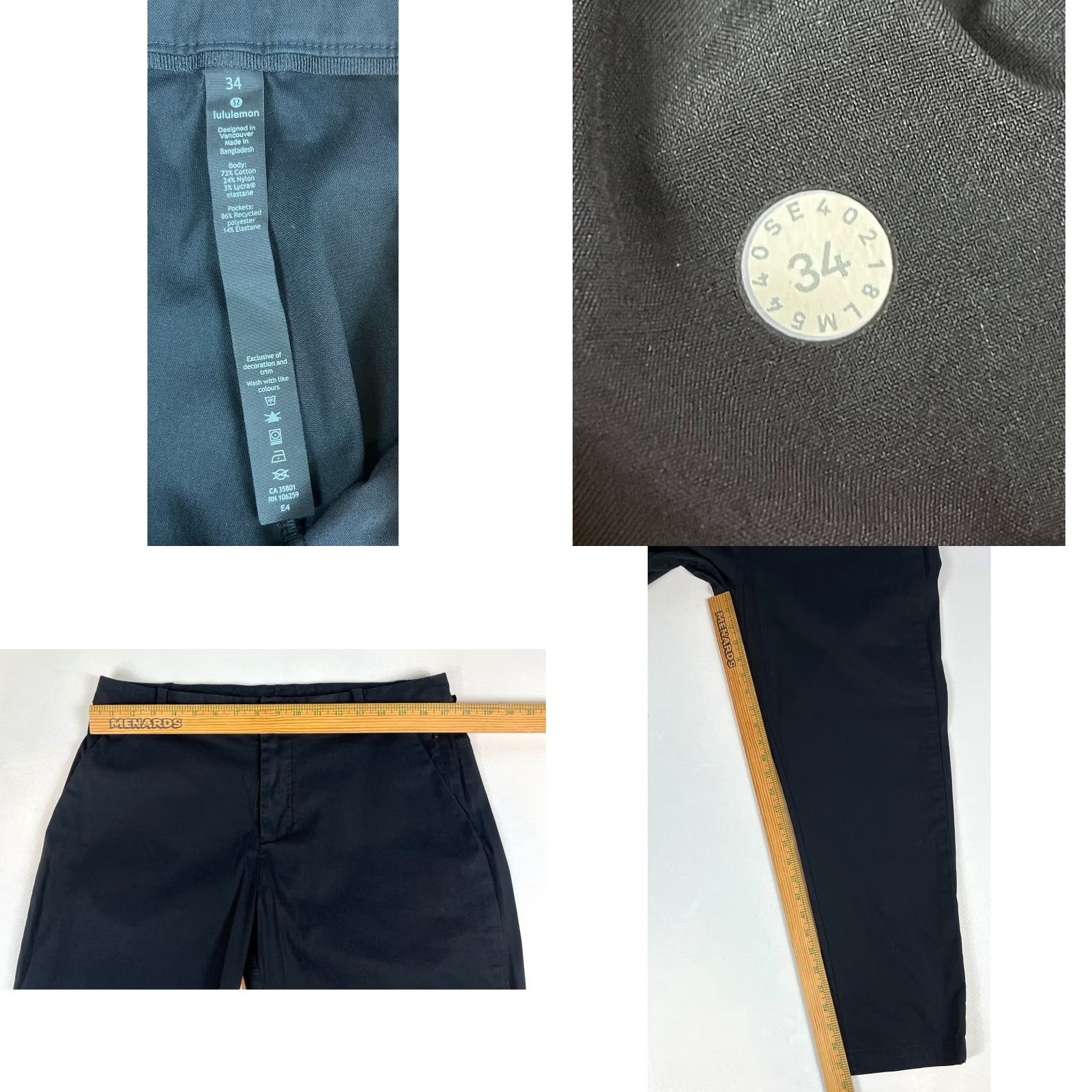 Lululemon Lululemon Men's Commission Pants Classic LM5440 Black 34x28 Cotton Blend Flat Front Belt Loops Chino Office City Preppy Vintage/Pre-owned Mens Size US 34 / EU 50 - 8 Thumbnail