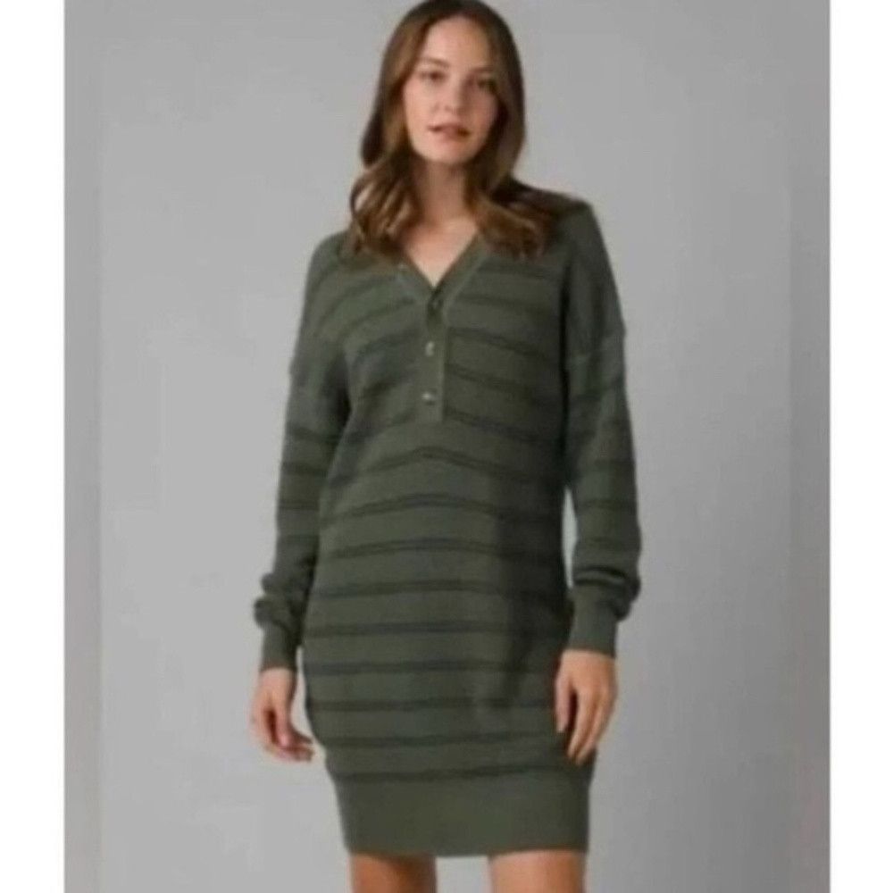 Prana Prana | Milani Green Henley Waffle Knit Organic Dress in Si Size S / US 4 / IT 40 - 1 Thumbnail