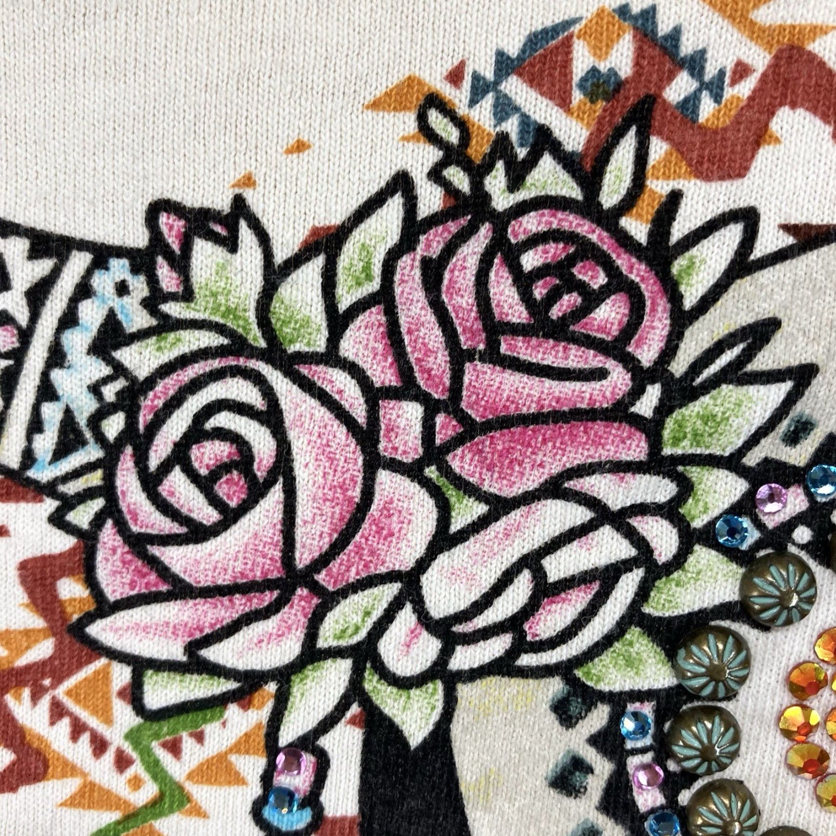 Vintage VINTAGE American Bling Western Cowgirl T-Shirt Women Large All Cotton Roses Feathers Rustic 90s Casual Size L / US 10 / IT 46 - 6 Thumbnail
