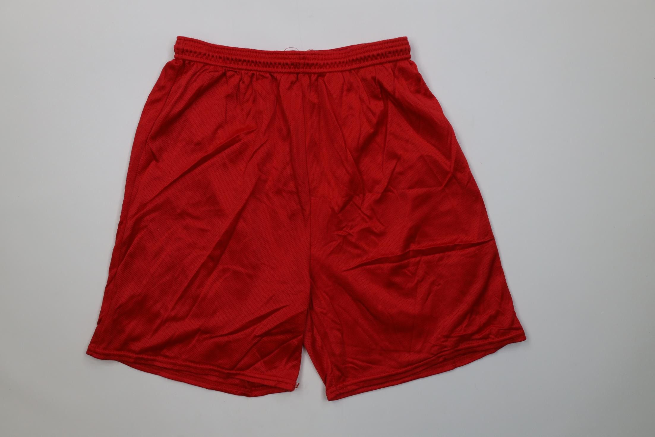 Vintage Vintage 90s Streetwear Nylon Mesh Above Knee Shorts Red USA Size US 34 / EU 50 - 1 Thumbnail