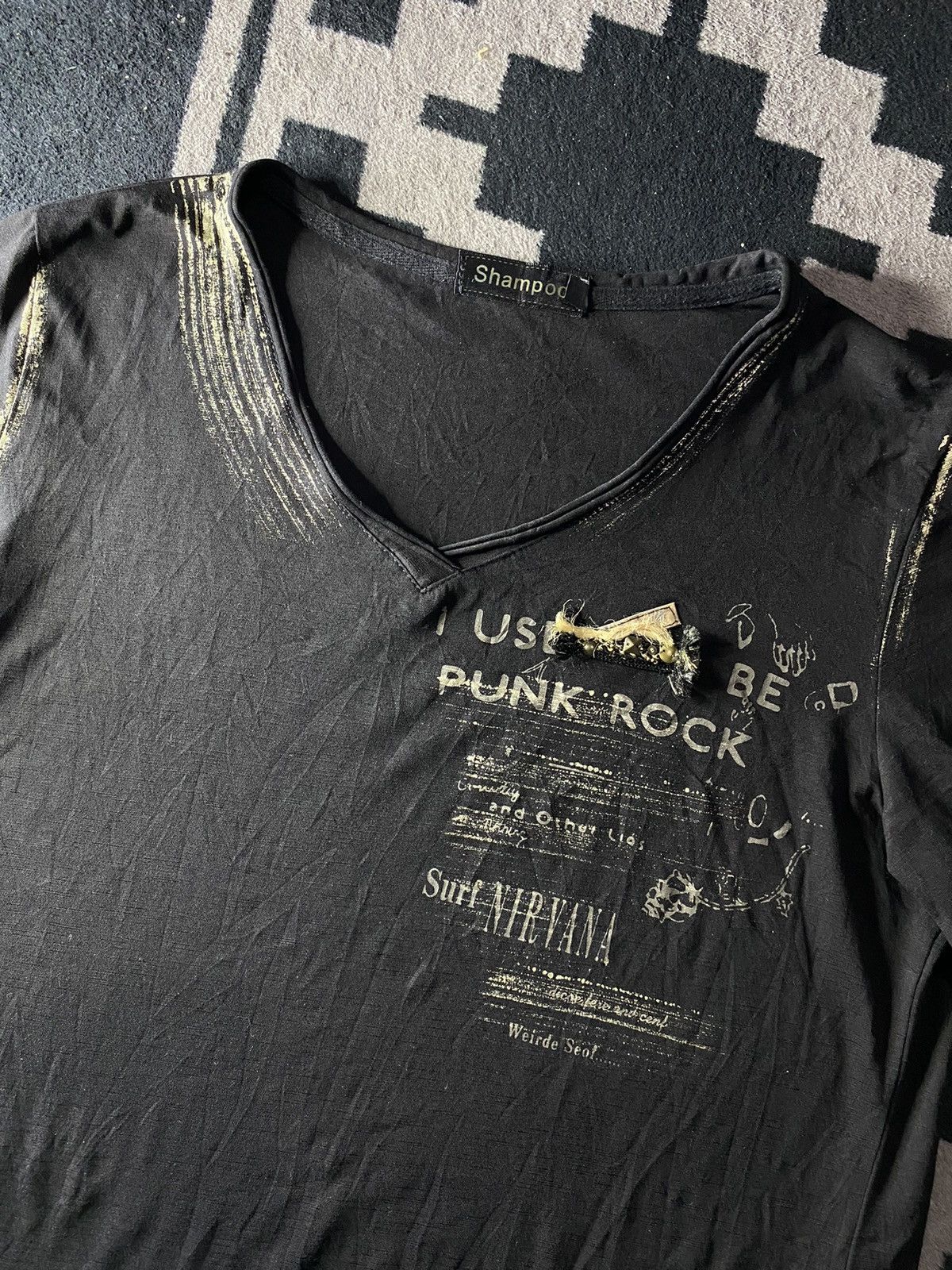 If Six Was Nine × Japanese Brand × Le Grande Bleu (L.G.B.) Japanese ifsixwasnine style poem v neck tshirts Size US M / EU 48-50 / 2 - 2 Thumbnail