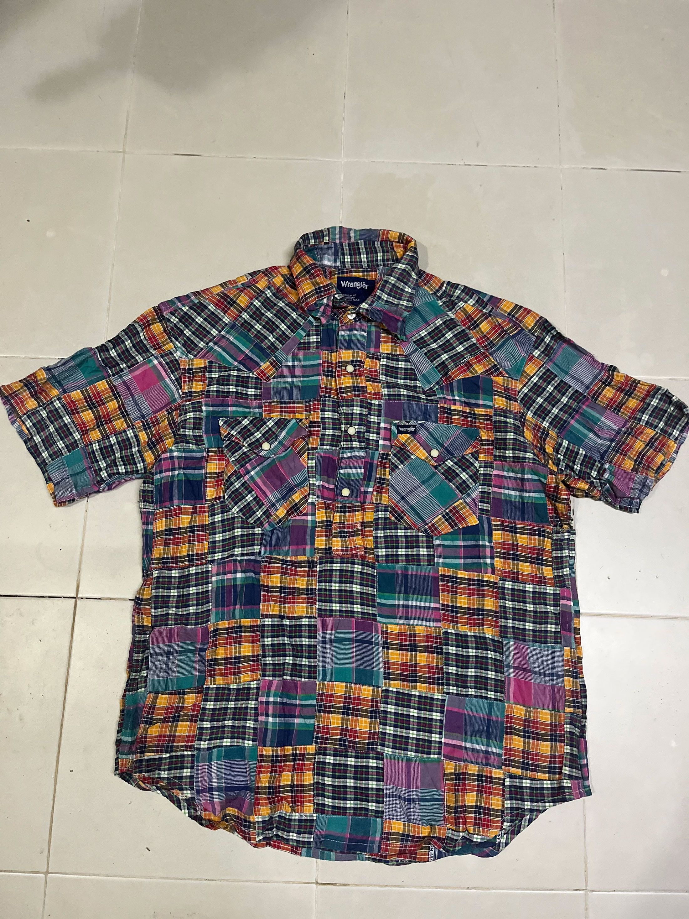 Wrangler Half Button Patchwork Pearl Snap Short Sleeve Western Size US L / EU 52-54 / 3 - 1 Thumbnail