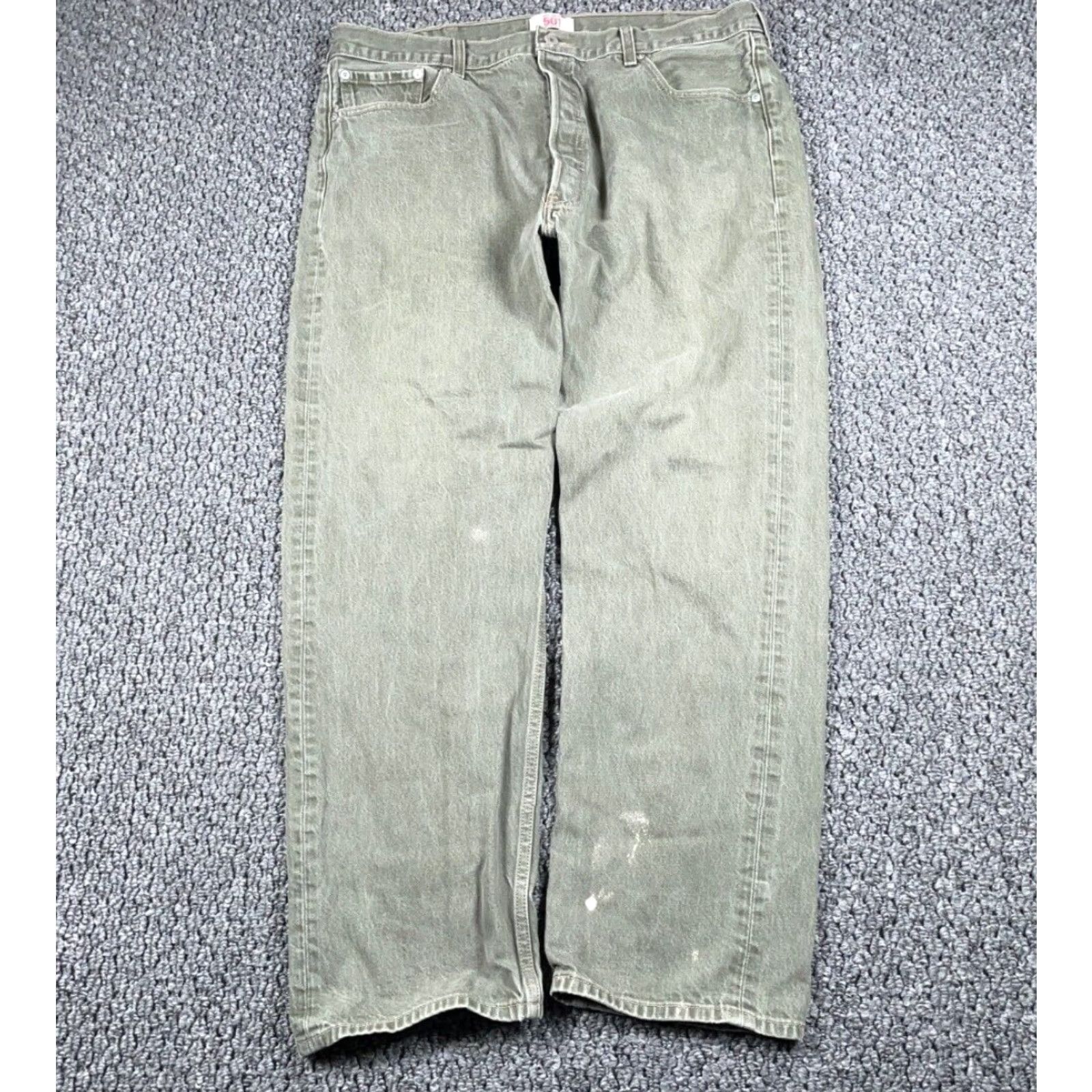 Levi's VINTAGE Levi's 501 Jeans Men - Olive Green Denim - Straight Leg, Button Fly - 39x30 (42/34Tag) - 90s Classic Casual World of Levi's Mens U.S. Size US 39 - 2 Thumbnail
