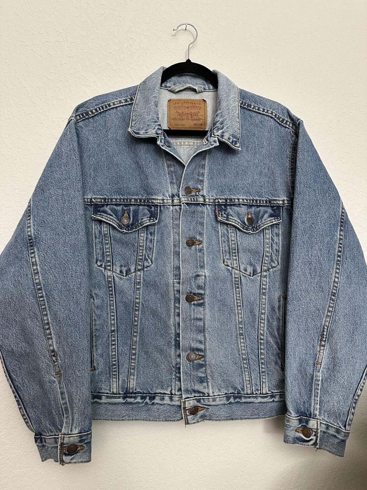 Levi's × Levi's Vintage Clothing × Vintage Vtg 90s Levi's 527 Buttons Stamp Trucker Jacket Made in USA Size US M / EU 48-50 / 2 - 15 Thumbnail