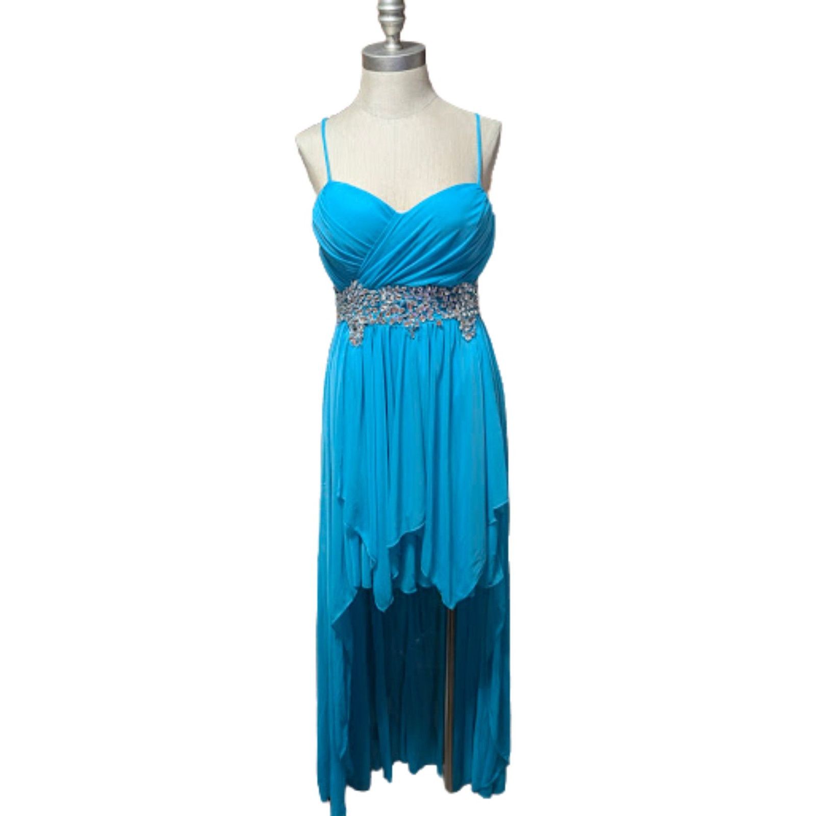 Unknown London B Darlin Turquoise Formal Dress Hi Low Strapless Size 9/10 Size M / US 6-8 / IT 42-44 - 1 Thumbnail