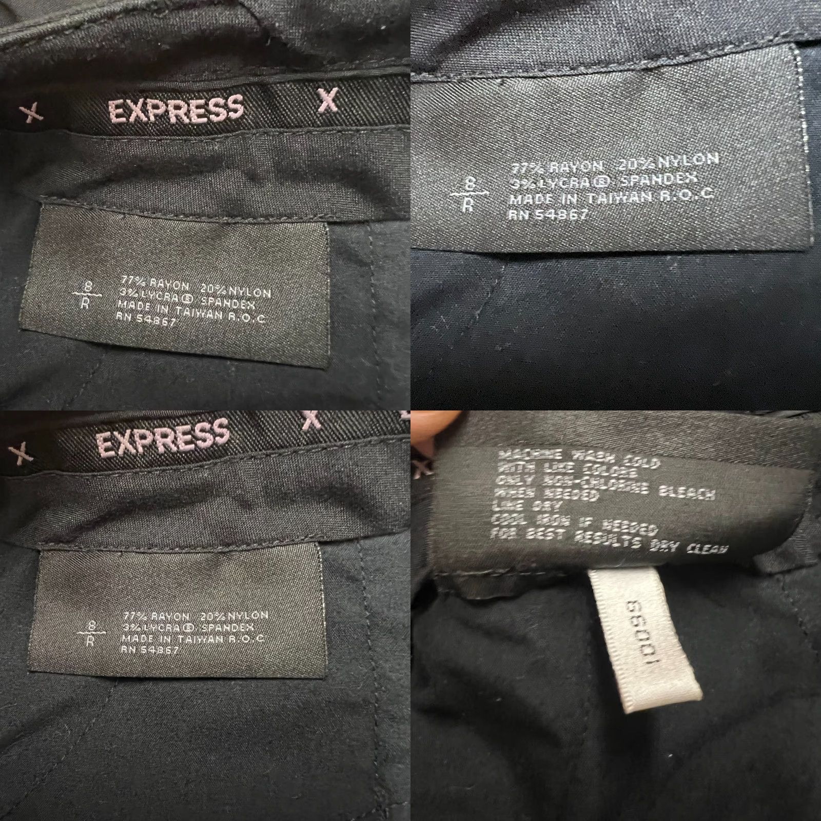 Express Express Black Flared Leg Pants Womens Size 8 32X31 Knit Stretch Pockets High Rise Flat Front Size 30" / US 8 / IT 44 - 8 Thumbnail