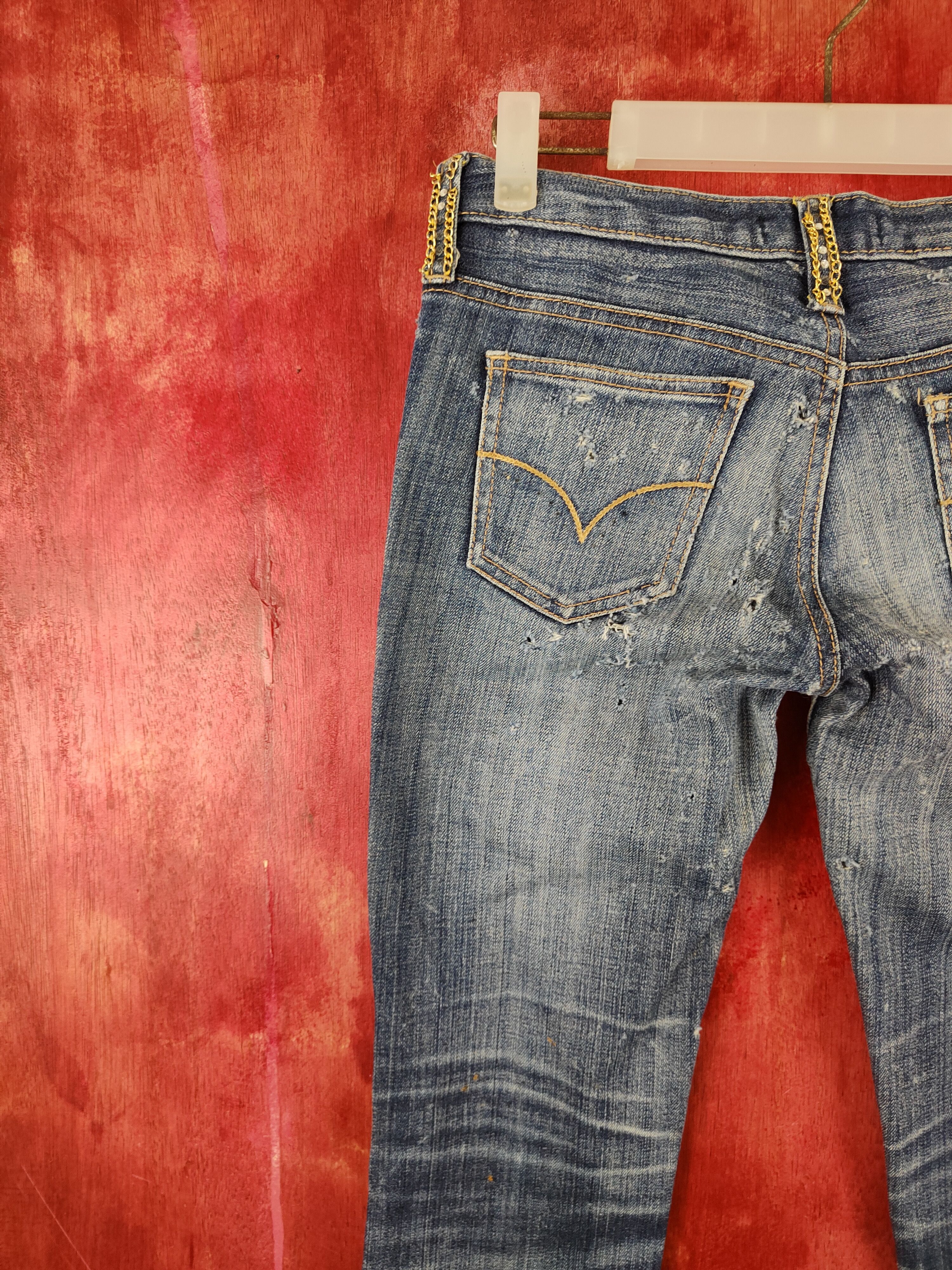Designer × Japanese Brand Cecil McBee Blue Distressed Ripped Jeans #S2139 Size 28" / US 6 / IT 42 - 10 Thumbnail