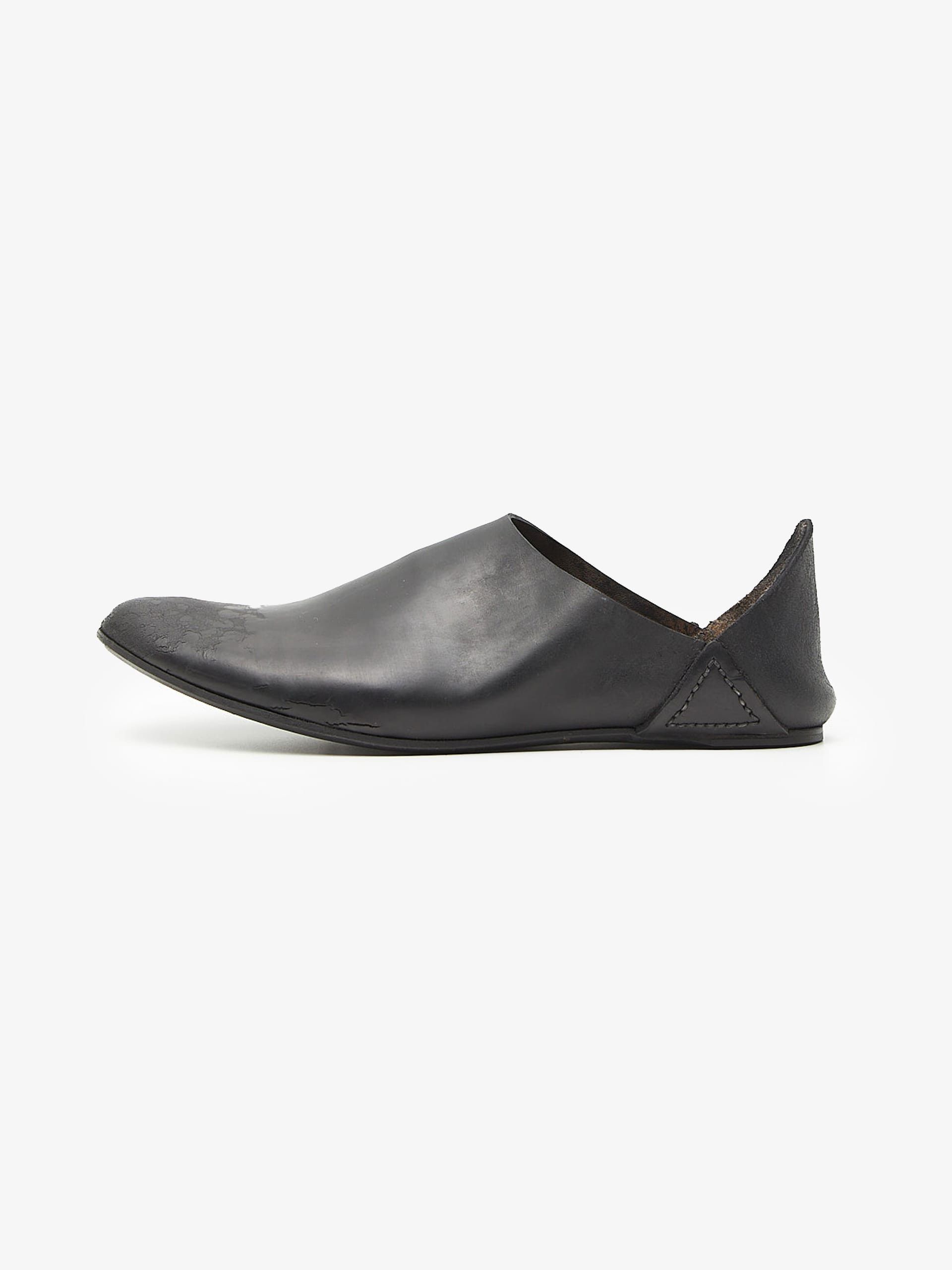 Boris Bidjan Saberi Black Leather Distressed Leather Mule Shoes Low Boots, Men's (Size 12)