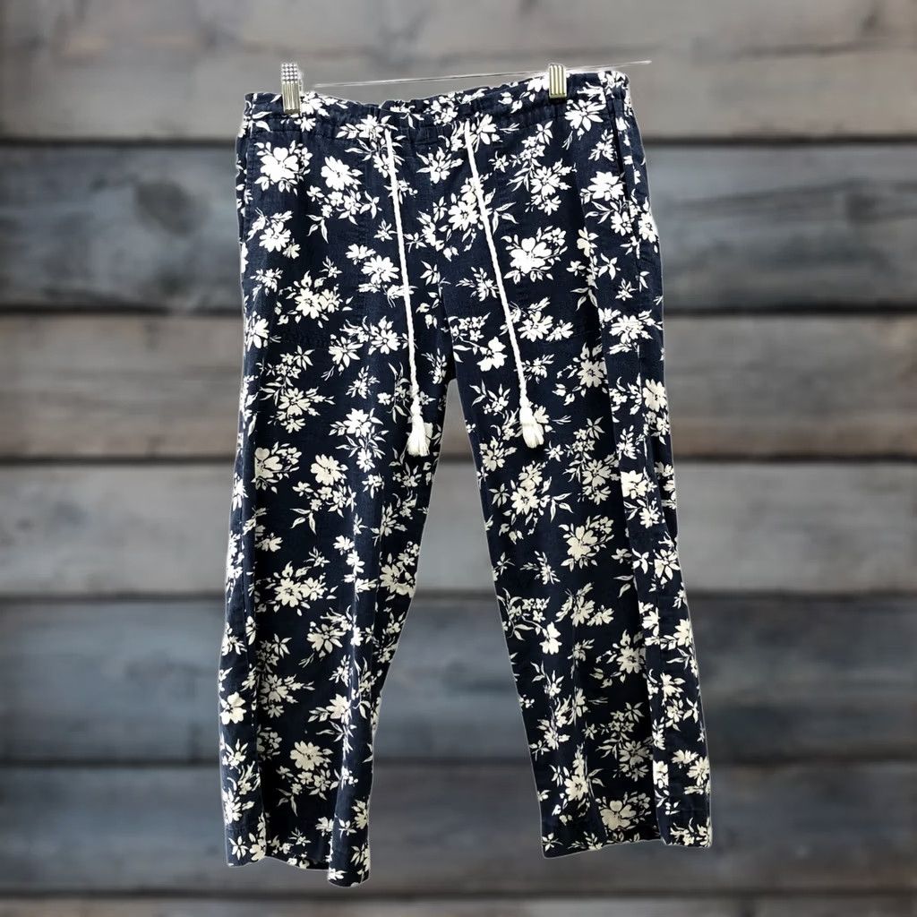 Ralph Lauren Lauren Ralph Lauren Linen Cotton Pants Womens SP Blue Floral Cropped Pull On Size 28" / US 6 / IT 42 - 1 Thumbnail