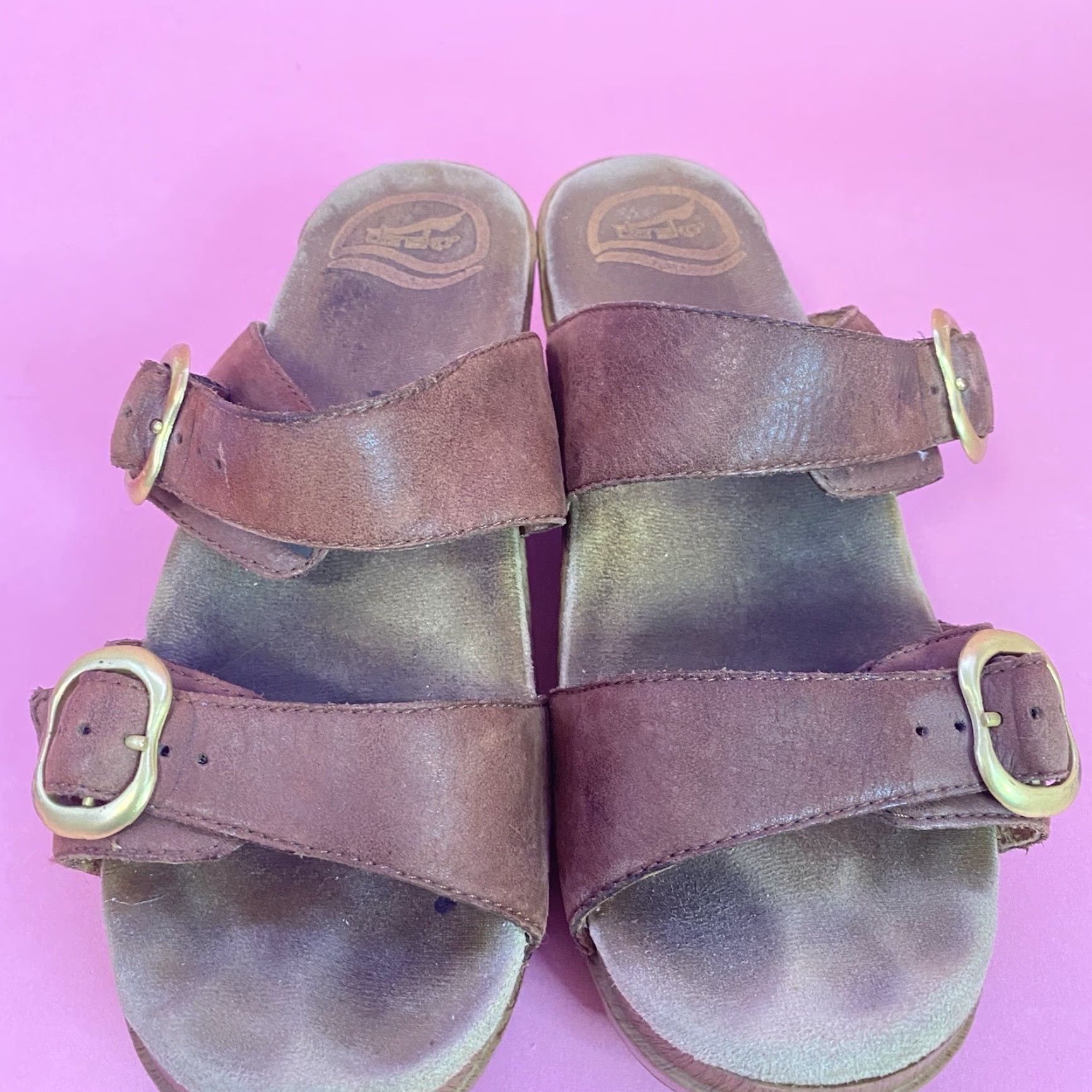 Dansko Dansko Sophie Brown Leather Buckle Double Strap Block Sandal Sz Eu 38 US 7.5 Womens Size US 8 / IT 38 - 3 Thumbnail