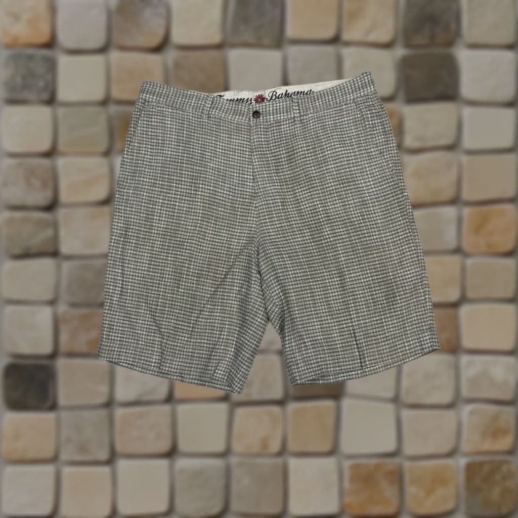 Tommy Bahama Tommy Bahama Chino Shorts Mens 36 Brown Check High Rise Marlin Logo Screened Details Size US 36 / EU 52 - 1 Thumbnail