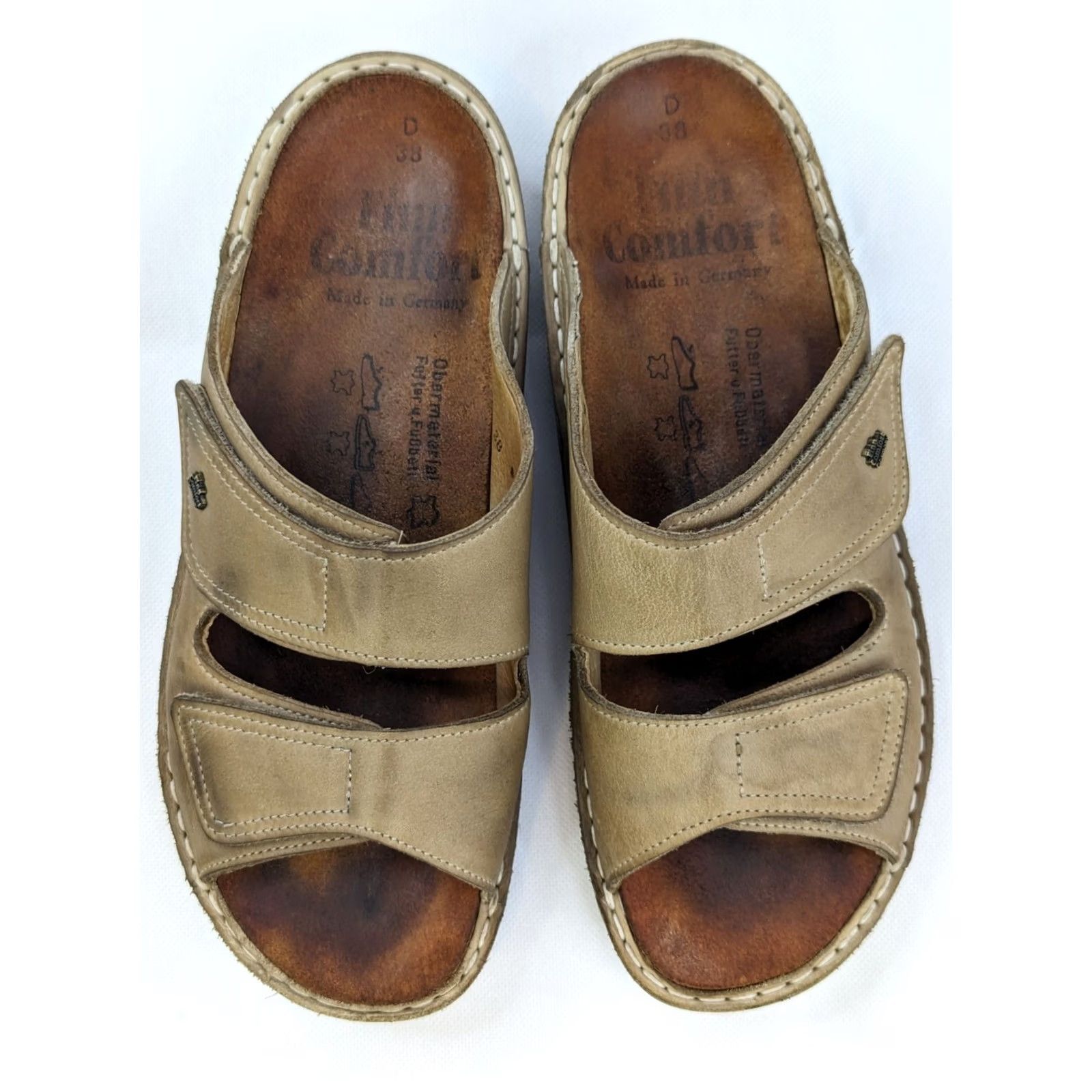 Vintage Finn Comfort Sandals Women US 8 EU 38 Cream Leather Comfort Hook Loop Walking Shoes Slide Casual Summer Size US 8 / IT 38 - 4 Thumbnail