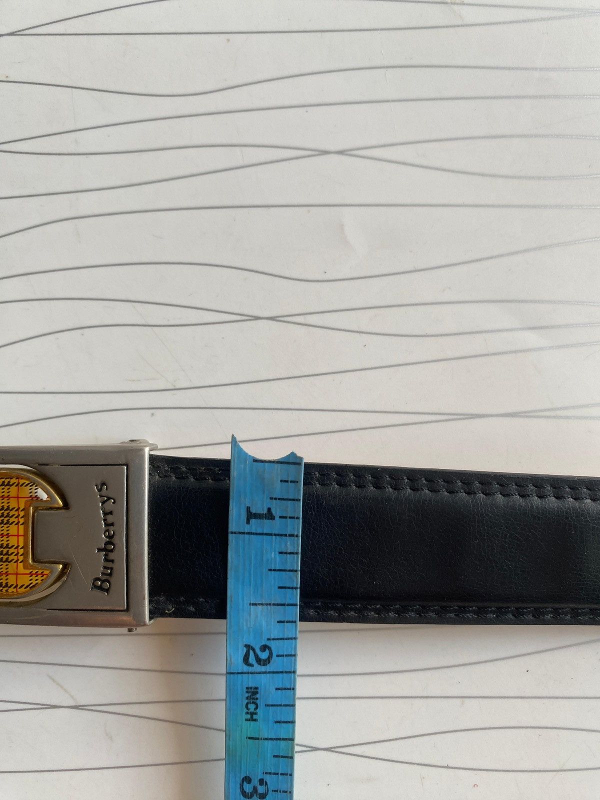 Japanese Brand Vintage Burberrys Leather Belt Nova Check Buckl Size 34 - 5 Thumbnail