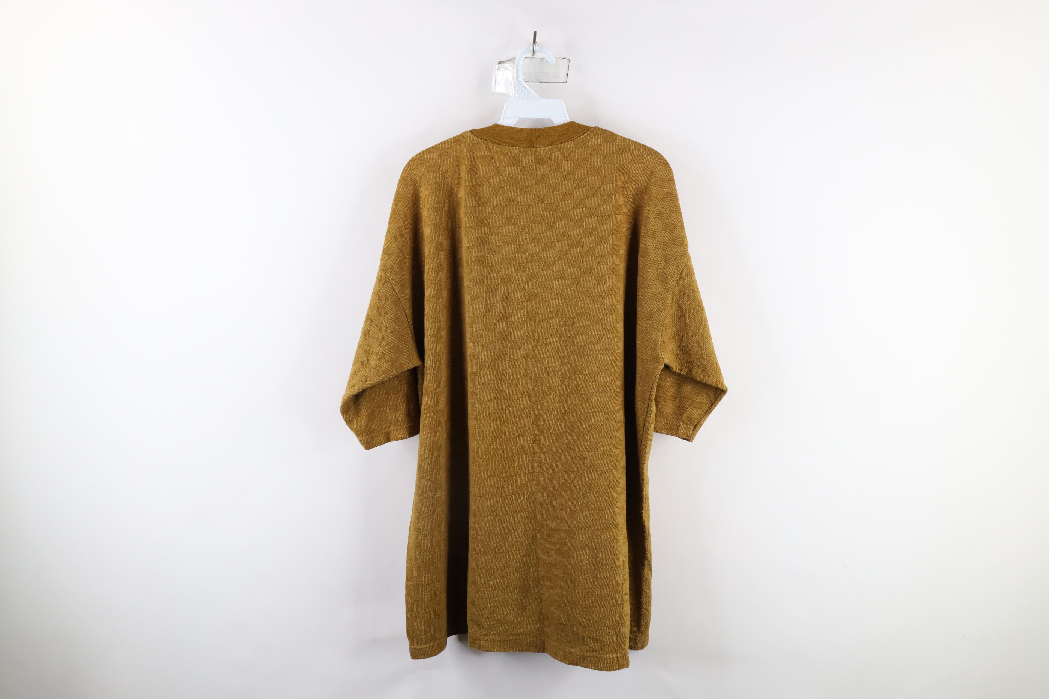 Vintage Vintage 90s Streetwear Checkered Knit Pocket T-Shirt Gold Size US XL / EU 56 / 4 - 9 Thumbnail