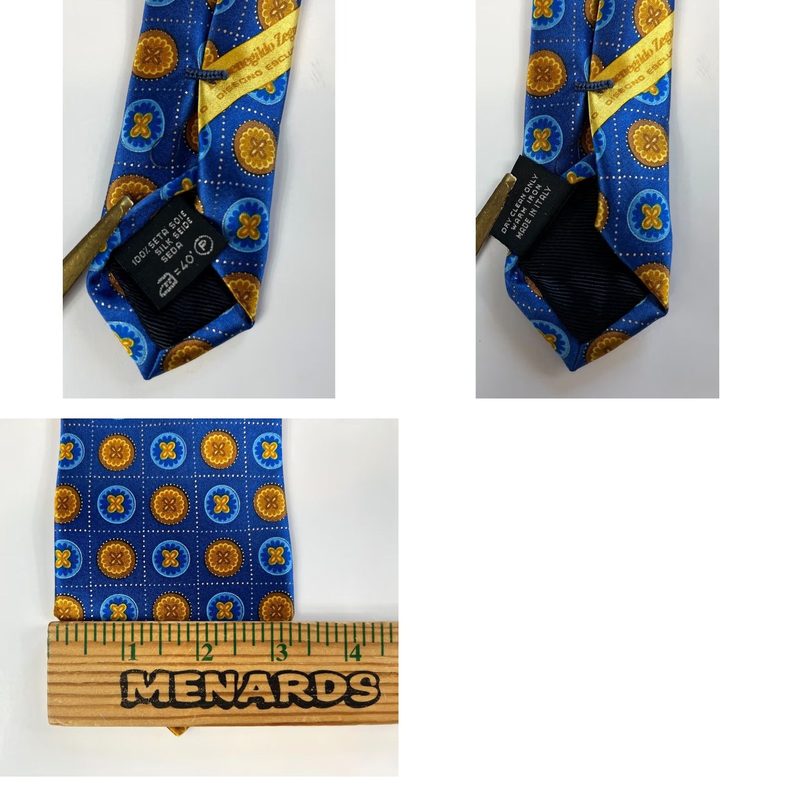 Ermenegildo Zegna VINTAGE Ermenegildo Zegna Luxury Silk Tie Disegno Esclusivo Made in Italy Blue Geometric 100% Silk 59.25" 3 3/8" Men Tie Size ONE SIZE - 8 Thumbnail