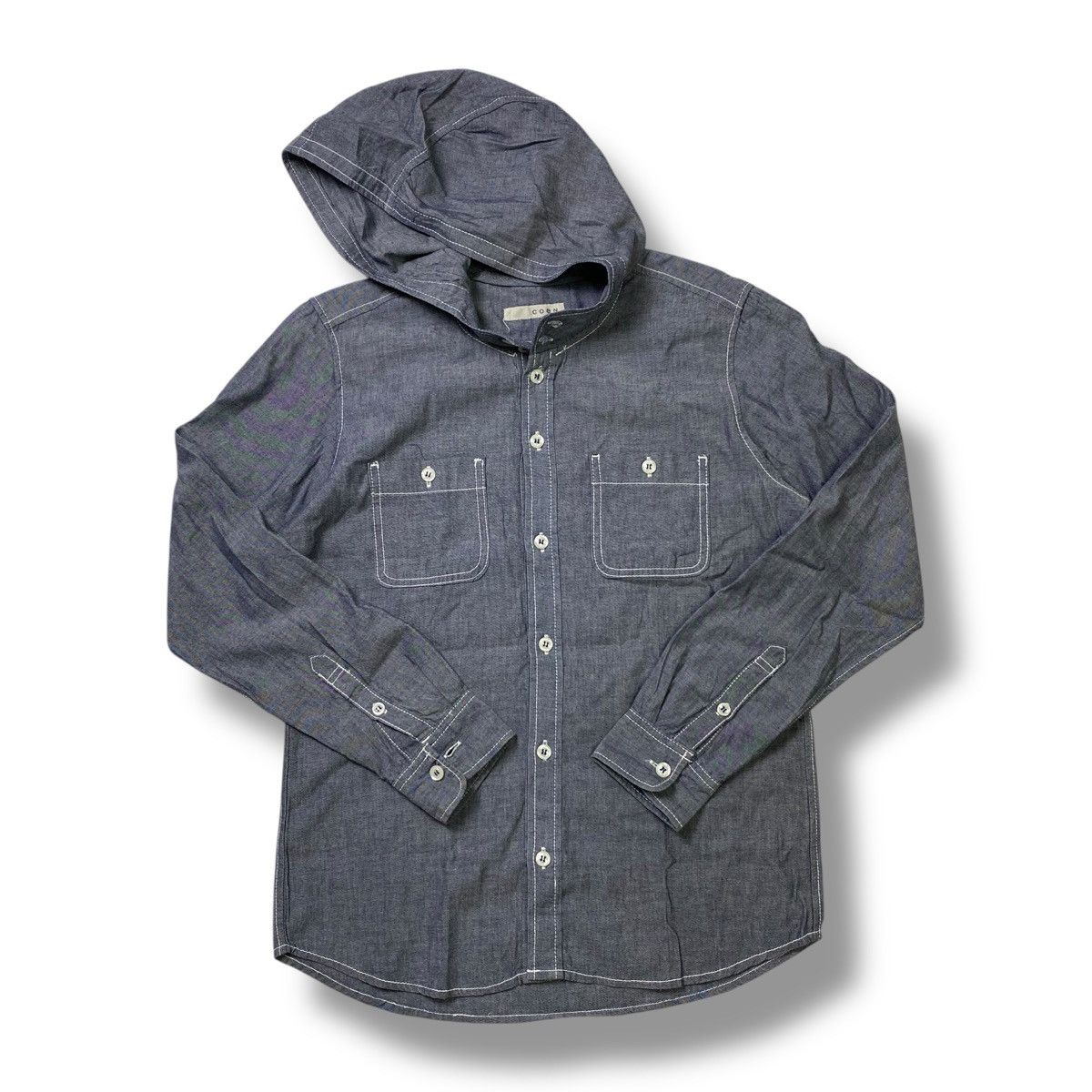 Designer Vintage coen long sleeve hooded button ups shirt Size US M / EU 48-50 / 2 - 1 Thumbnail