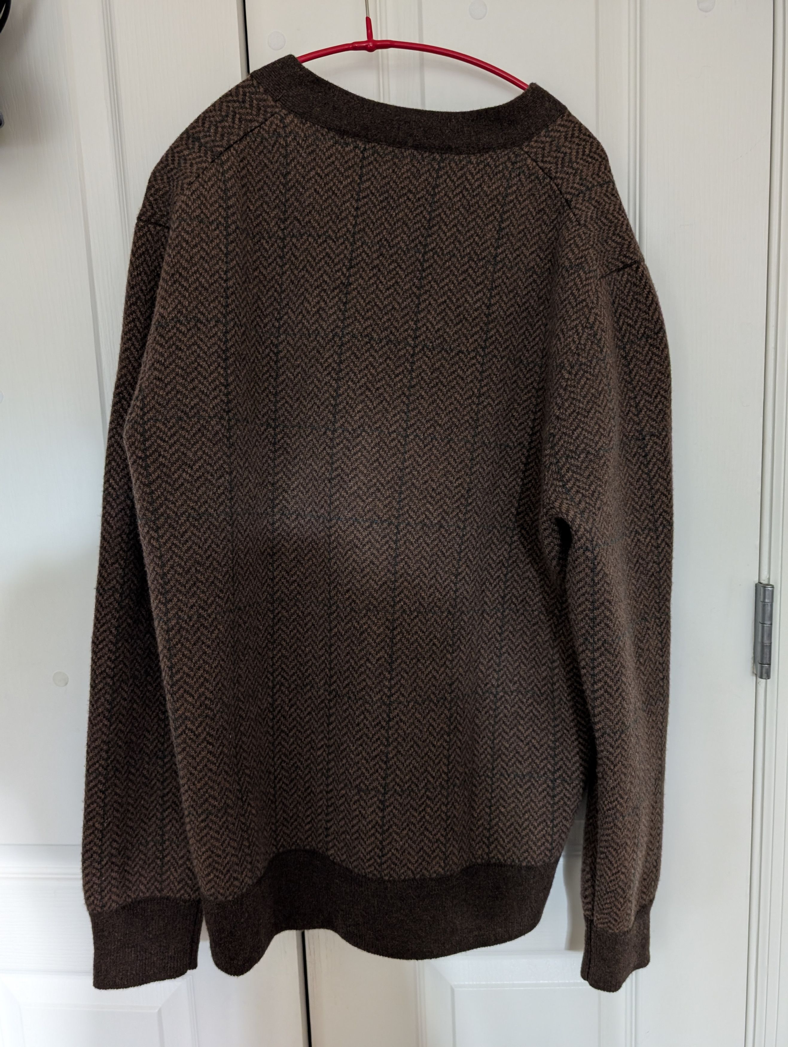 J. Crew Wool Herringbone Plaid Jacquard Cardigan