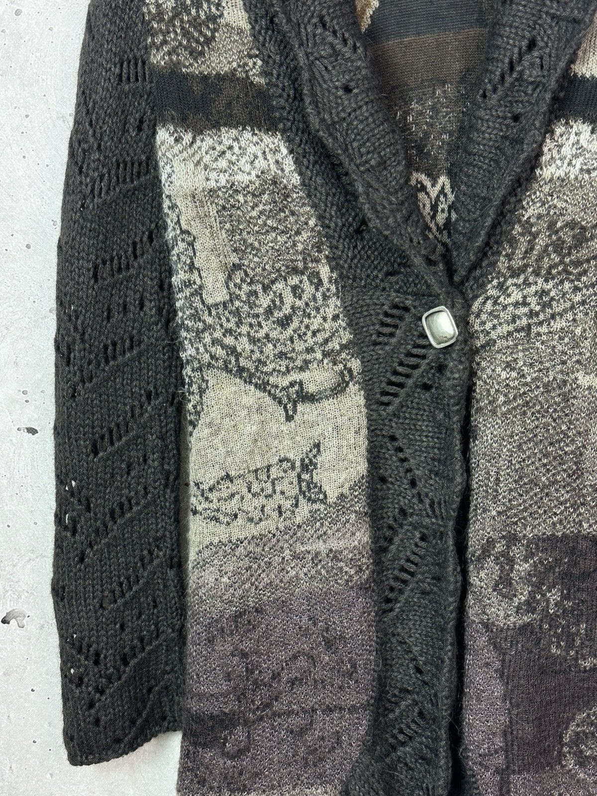Vintage Aldo Martins Wool-Alpaca Printed Knit Long Cardigan Coat Size M / US 6-8 / IT 42-44 - 4 Thumbnail