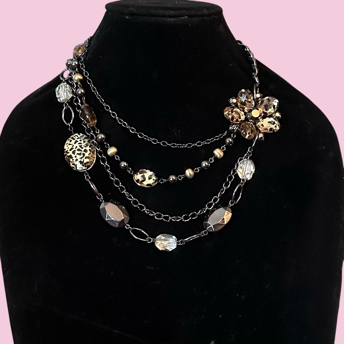 Other NY Collection layered leopard print flower bead necklace Size ONE SIZE - 1 Thumbnail