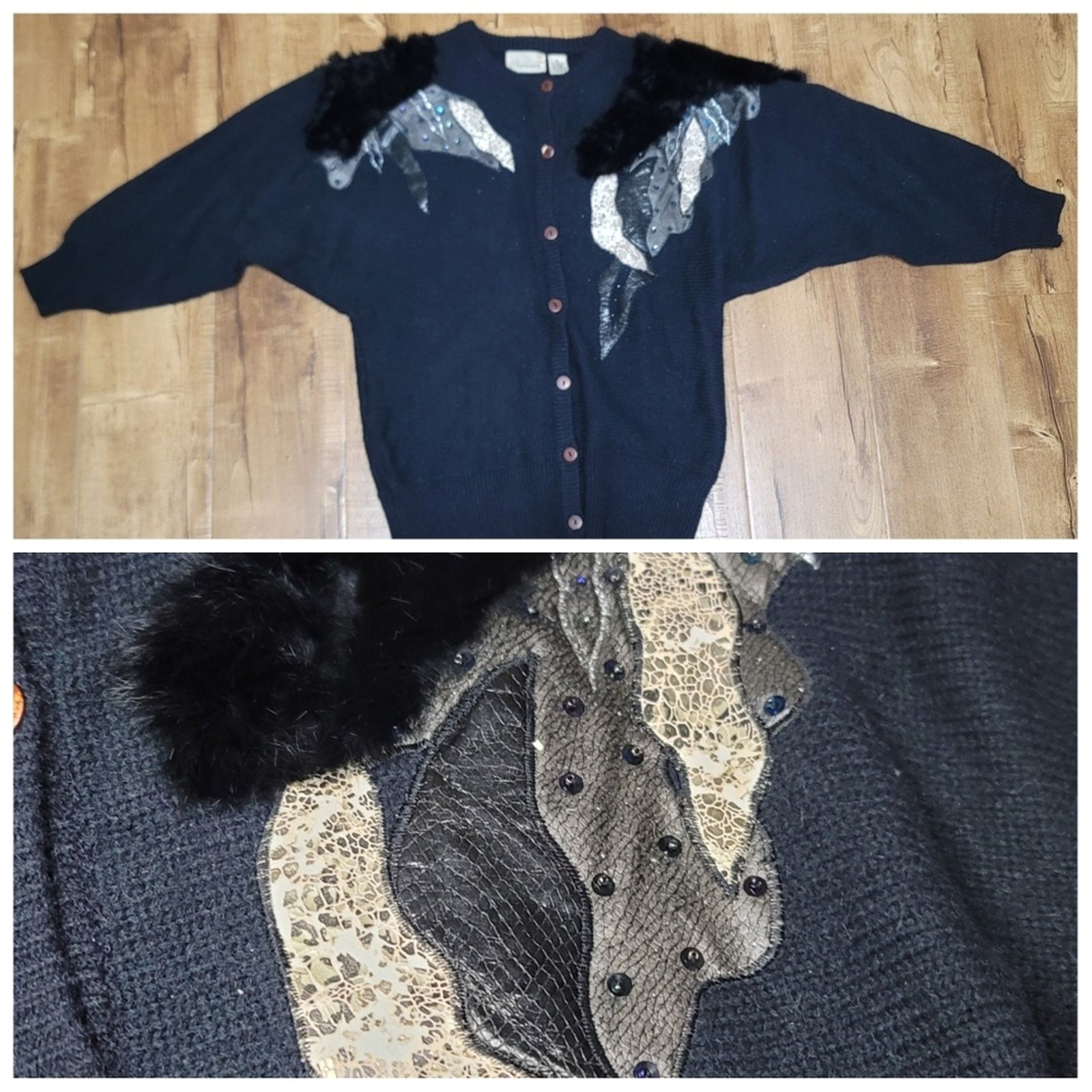 The Unbranded Brand Vtg Shannon Faux Leather Snakeskin Fur Button-up Sweater Size M / US 6-8 / IT 42-44 - 1 Thumbnail