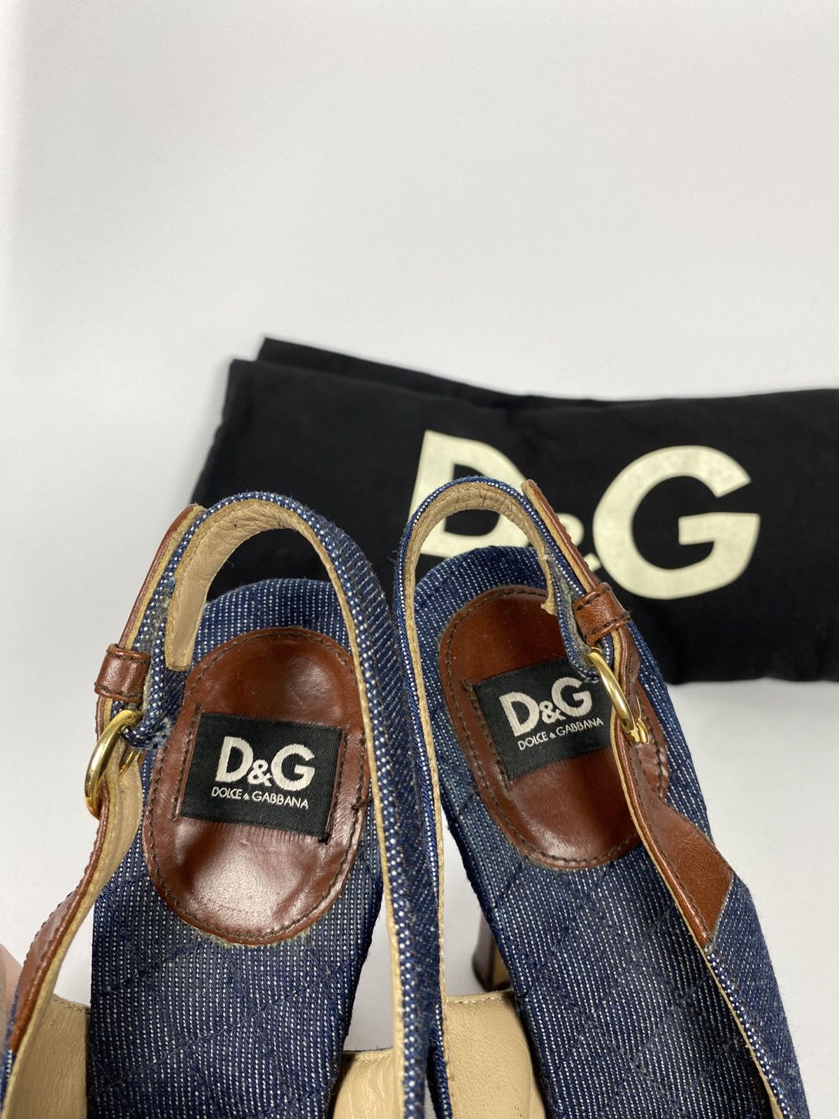 Dolce & Gabbana Dolce & Gabbana Denim Sandals Slingback Plaid size 38 Size US 8 / IT 38 - 9 Thumbnail