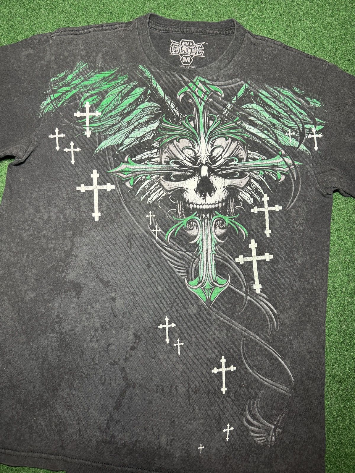 Affliction Vintage MMA Elite Skull Gothic Cross M Grunge Punk T Shirt Size US M / EU 48-50 / 2 - 2 Thumbnail