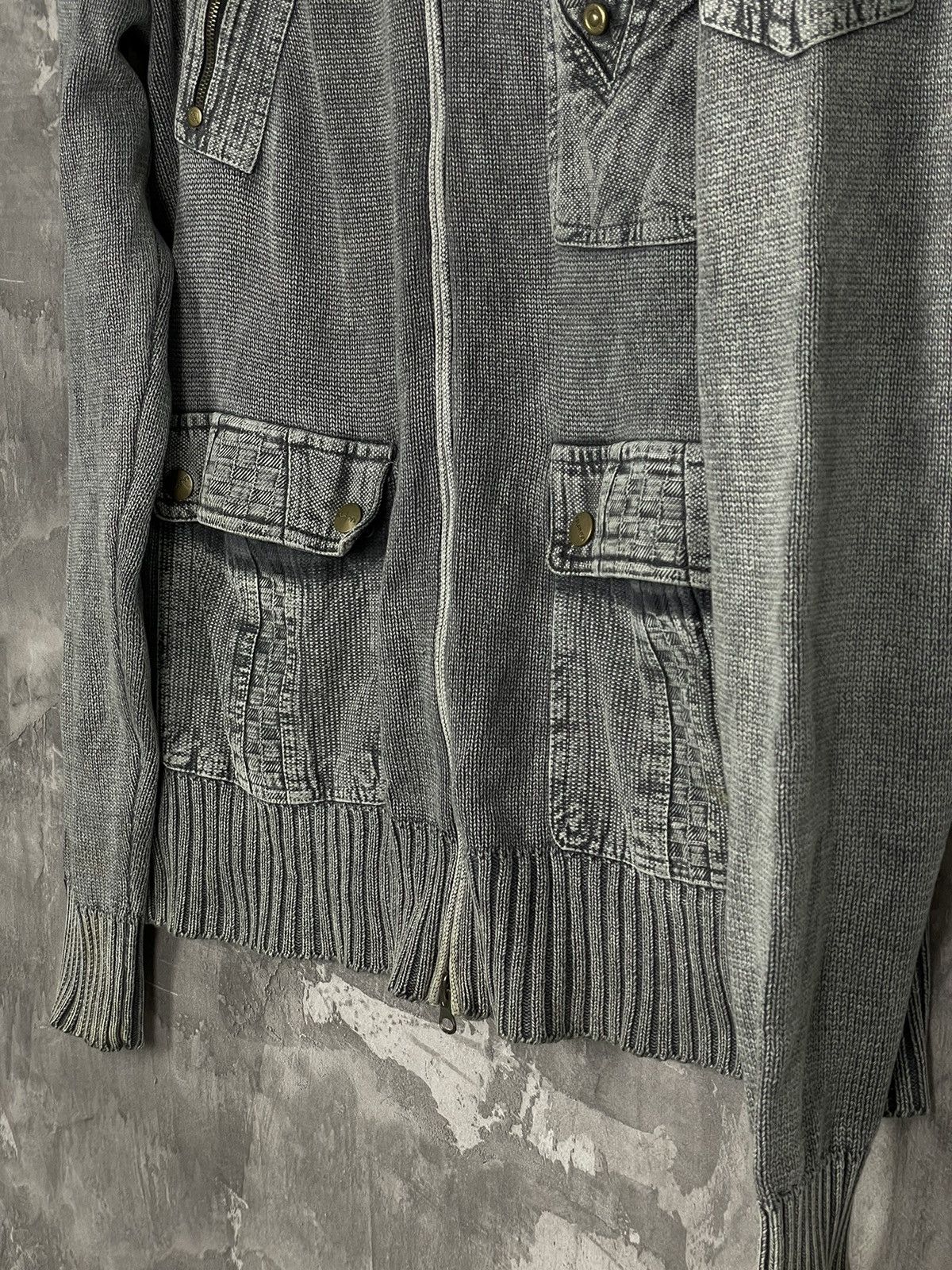 If Six Was Nine × Japanese Brand × Vintage Y2K VTG 90s Japanese style 3D striped knit sweater full zip Size US L / EU 52-54 / 3 - 8 Thumbnail