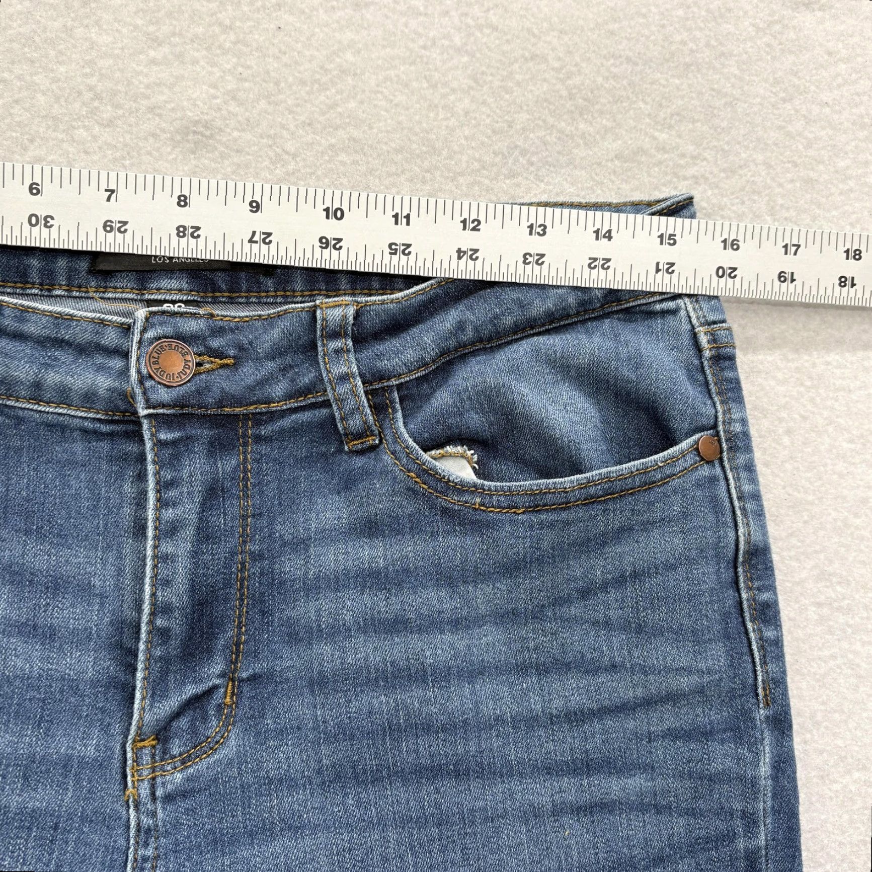 Denime Judy Blue Jeans Womens 30 Blue Medium Wash Skinny Crop Stretch Denim Distressed Size 30" / US 8 / IT 44 - 6 Thumbnail