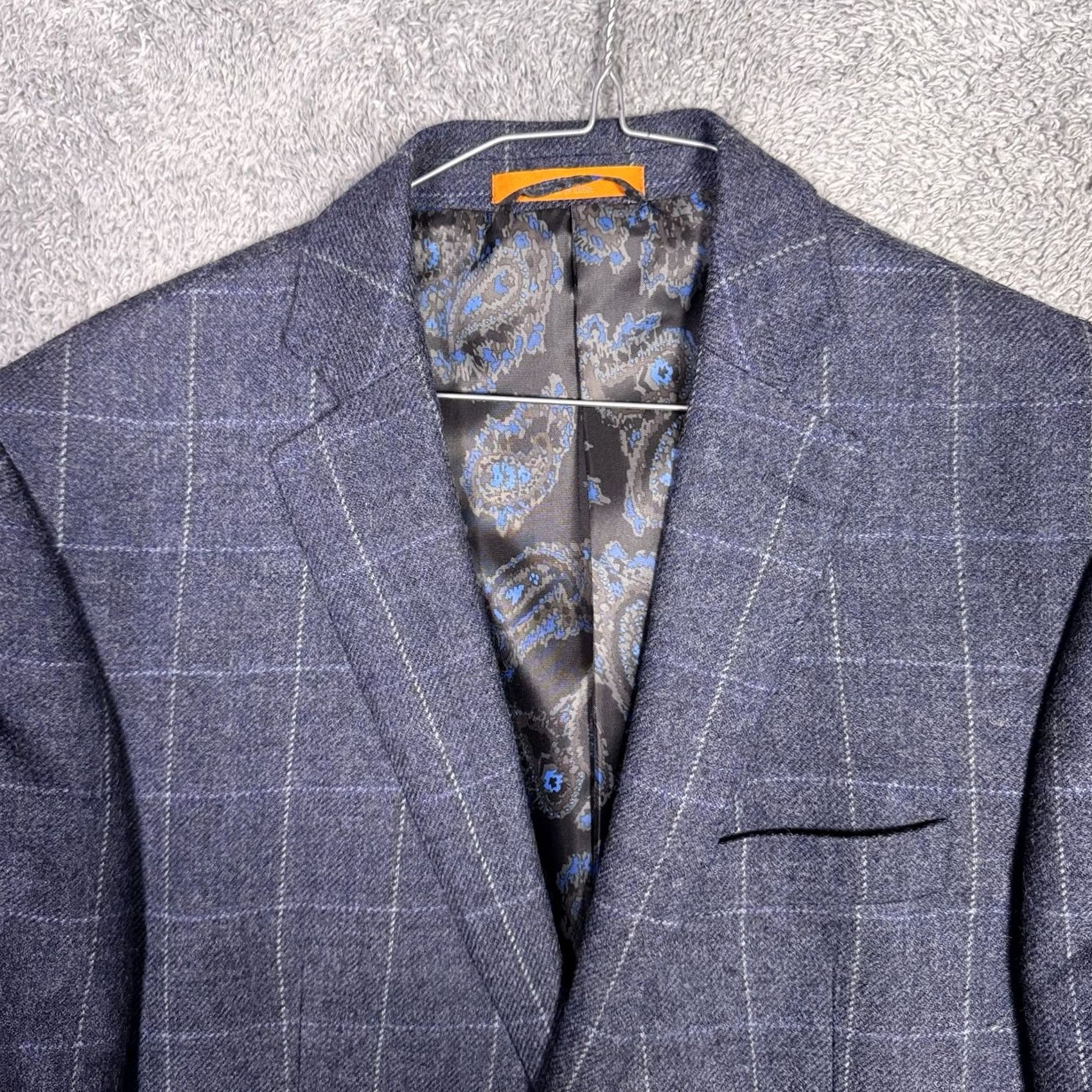 Tallia Tallia Blazer Mens 40R Elbow Patches Windowpane 100% Wool Sport Coat Jacket Blazer Woman Mens? Size 40R - 5 Thumbnail