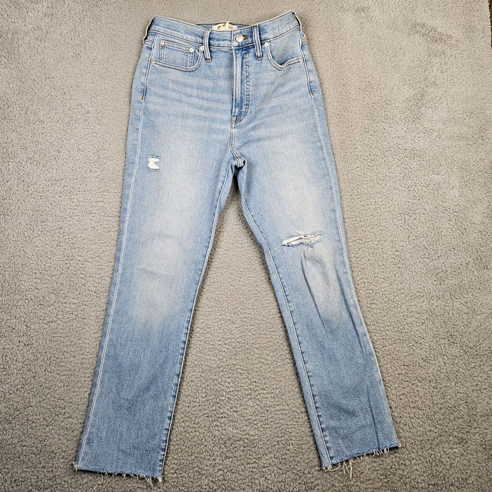 Madewell Madewell Jeans Women's Regular 27 Distressed Blue Cotton Elastane Mid Rise Size 27 Denim Pants Size 27" / US 4 / IT 40 - 2 Thumbnail
