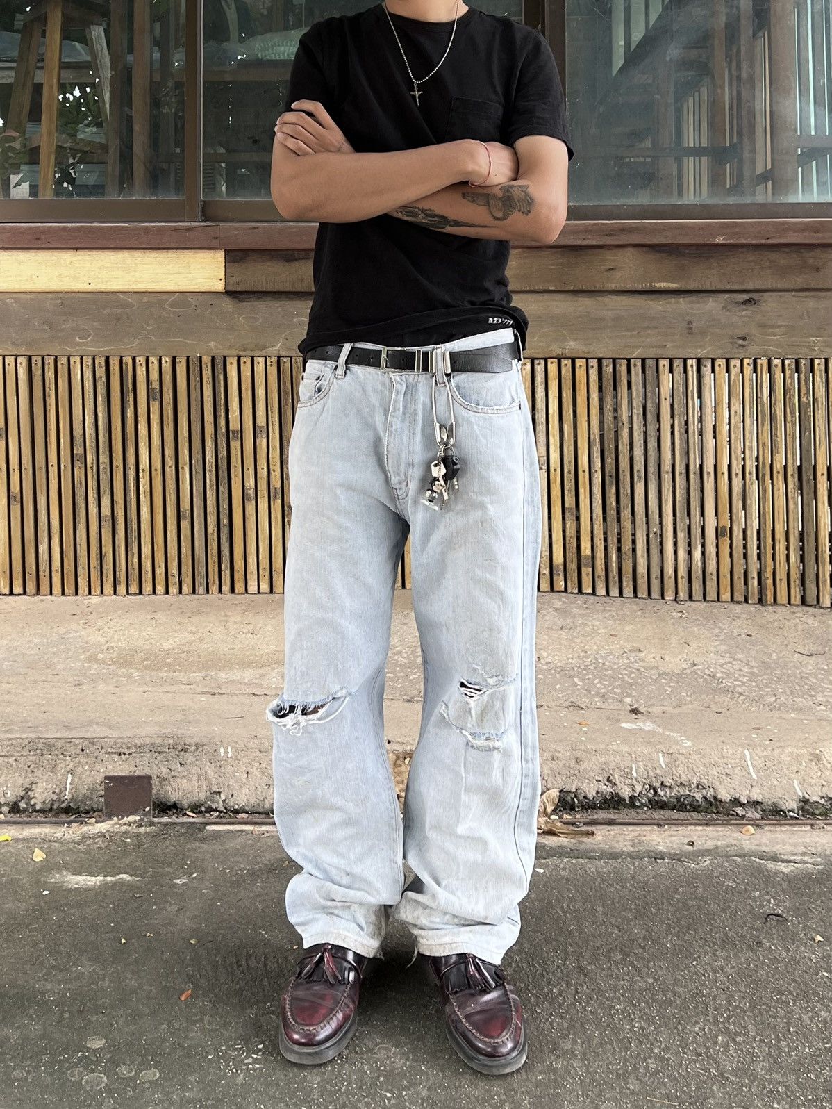 Vintage Thrashed Vintage Denim Jeans Distressed Size US 32 / EU 48 - 4 Thumbnail