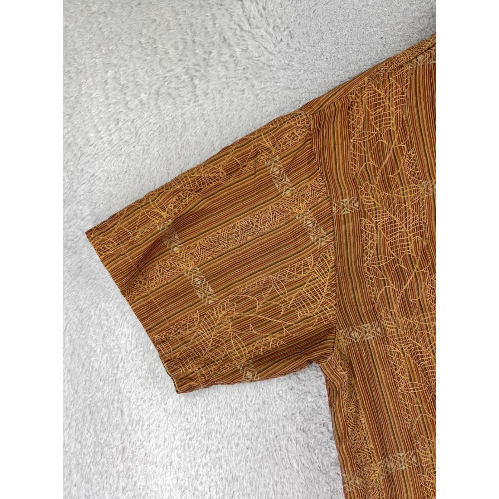 Tommy Bahama Tommy Bahama Shirt Men XL Brown Red Stripe Silk Button-Up Hawaiian Aloha Beach Vacation Resort 100% Silk Size US XL / EU 56 / 4 - 3 Thumbnail