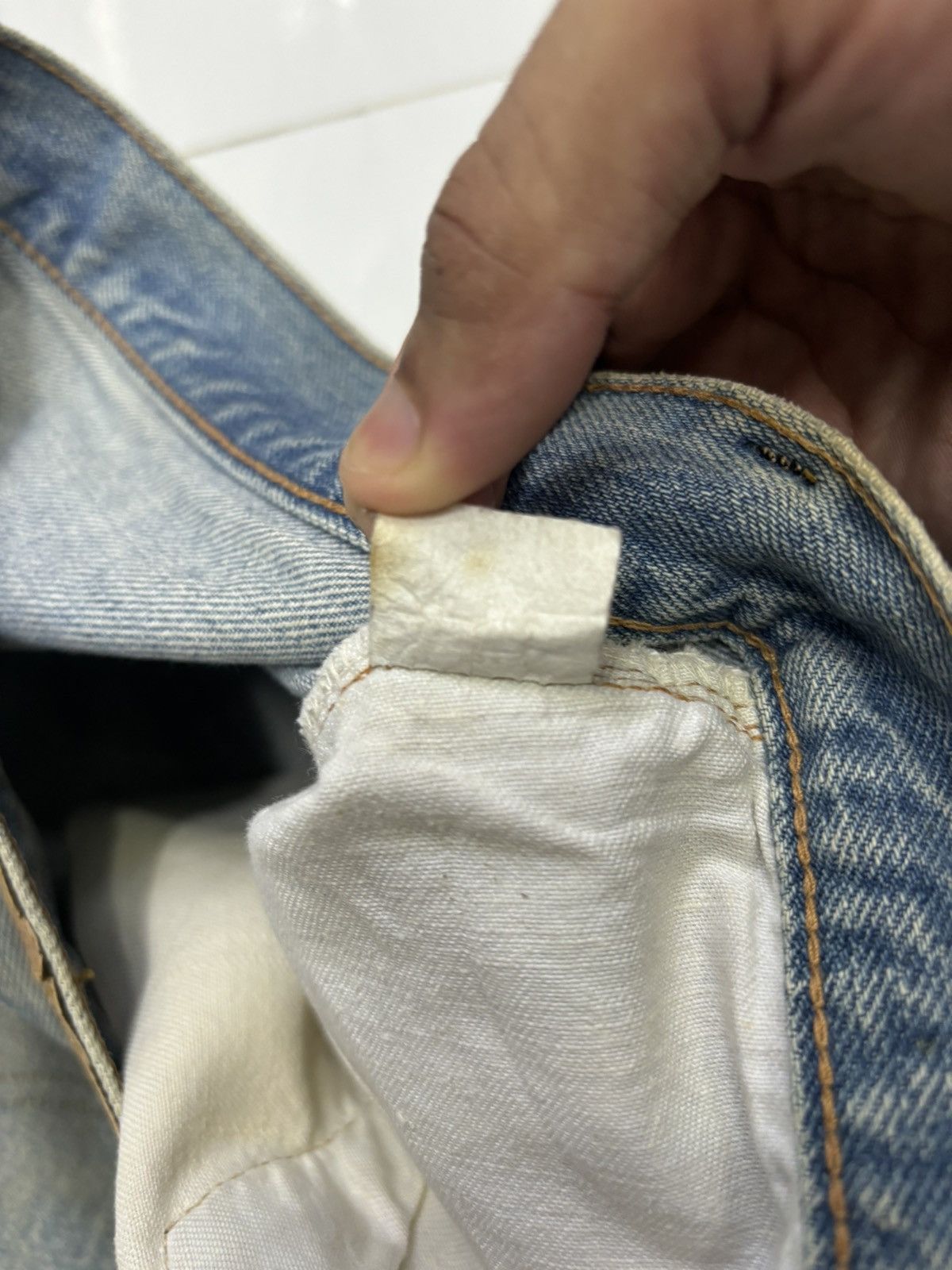 Levi's × Vintage GRAIL🔥Levis 501 Button 6 Selvedge Distressed Cut Denim Jean Size US 38 / EU 54 - 12 Thumbnail