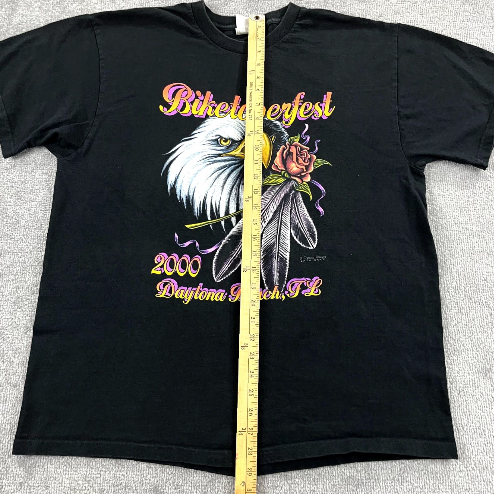 Fruit Of The Loom VINTAGE Fruit of the Loom Heavy Cotton T-Shirt Mens L/XL Black Biker Y2K Daytona Beach Moto Graphic Print Size US XL / EU 56 / 4 - 6 Thumbnail