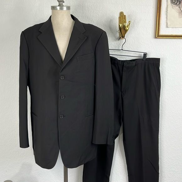 Giorgio Armani Giorgio Armani Pure Wool Silk Textured 2 Pc 3 Button Suit su Size 48L - 1 Thumbnail