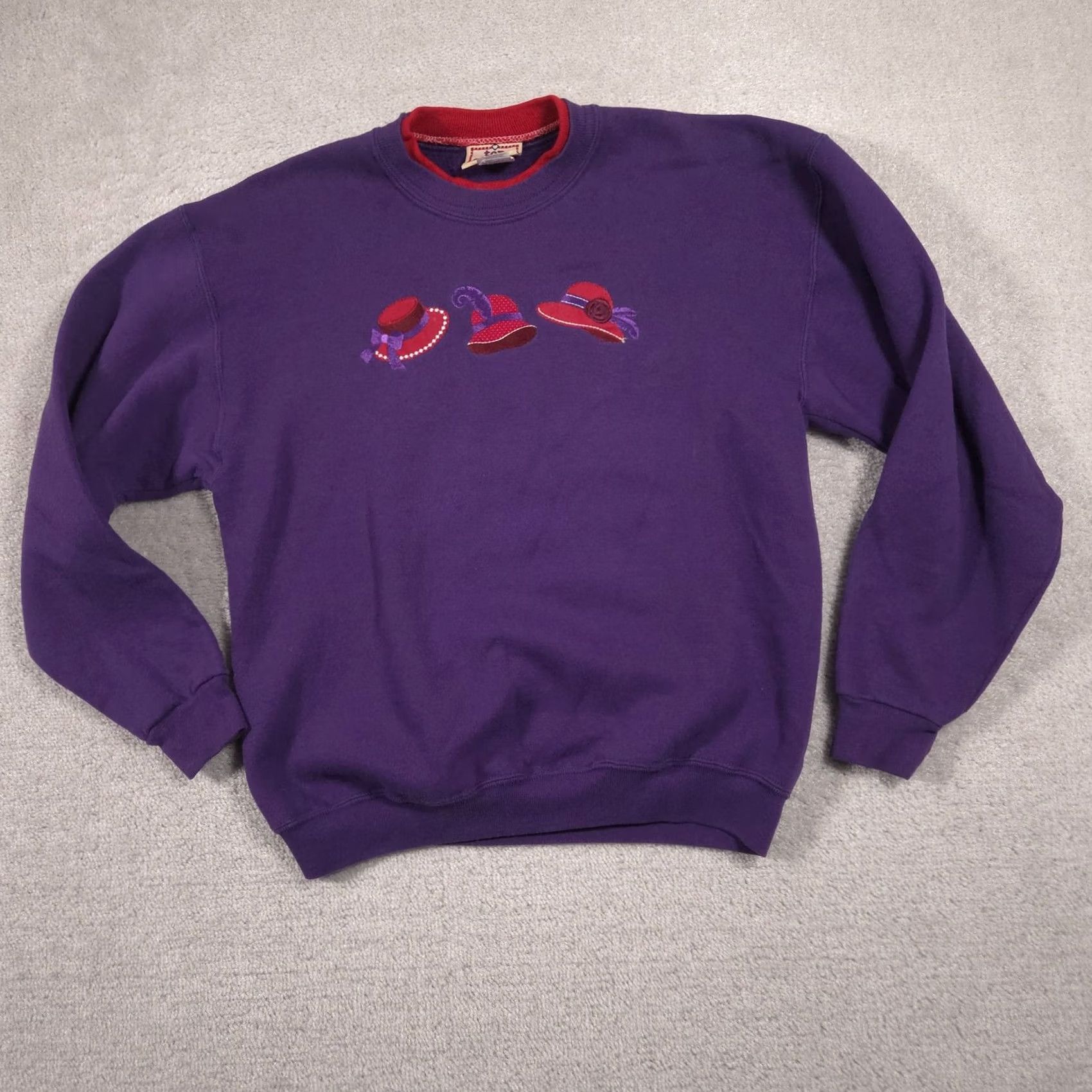 Vintage VINTAGE Top Stitch Shirt Womens M Purple Red Hat Society Embroidered Fleece Size M / US 6-8 / IT 42-44 - 3 Thumbnail
