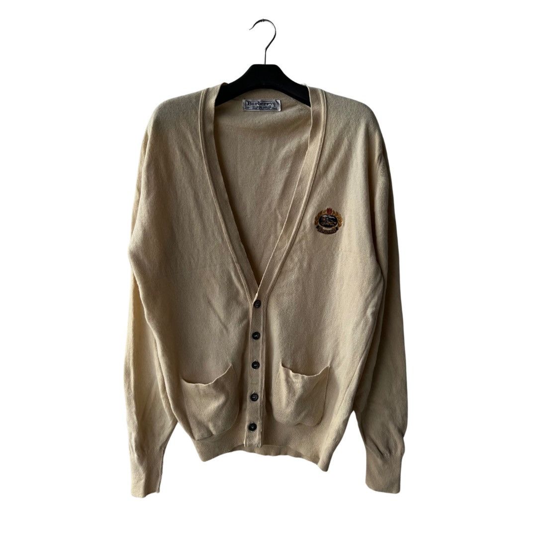 Burberry × Vintage 80s Burberry Wool Cardigan Size US L / EU 52-54 / 3 - 1 Thumbnail