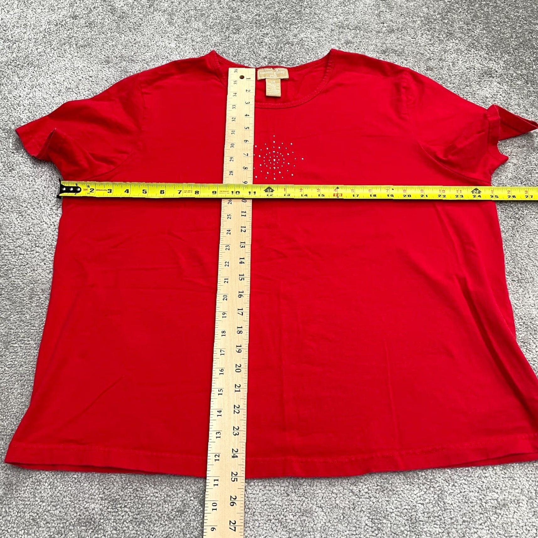 Cotton On VINTAGE Cotton Ginny Plus Studded T-Shirt Womens Large Red Crew Neck Short Sleeve Casual Size L / US 10 / IT 46 - 5 Thumbnail
