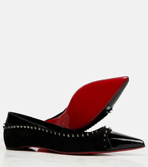 Christian Louboutin o1s1wg111124 Duvettina Suede Ballet Flats in Black Size US 11.5 / IT 41.5 - 4 Thumbnail
