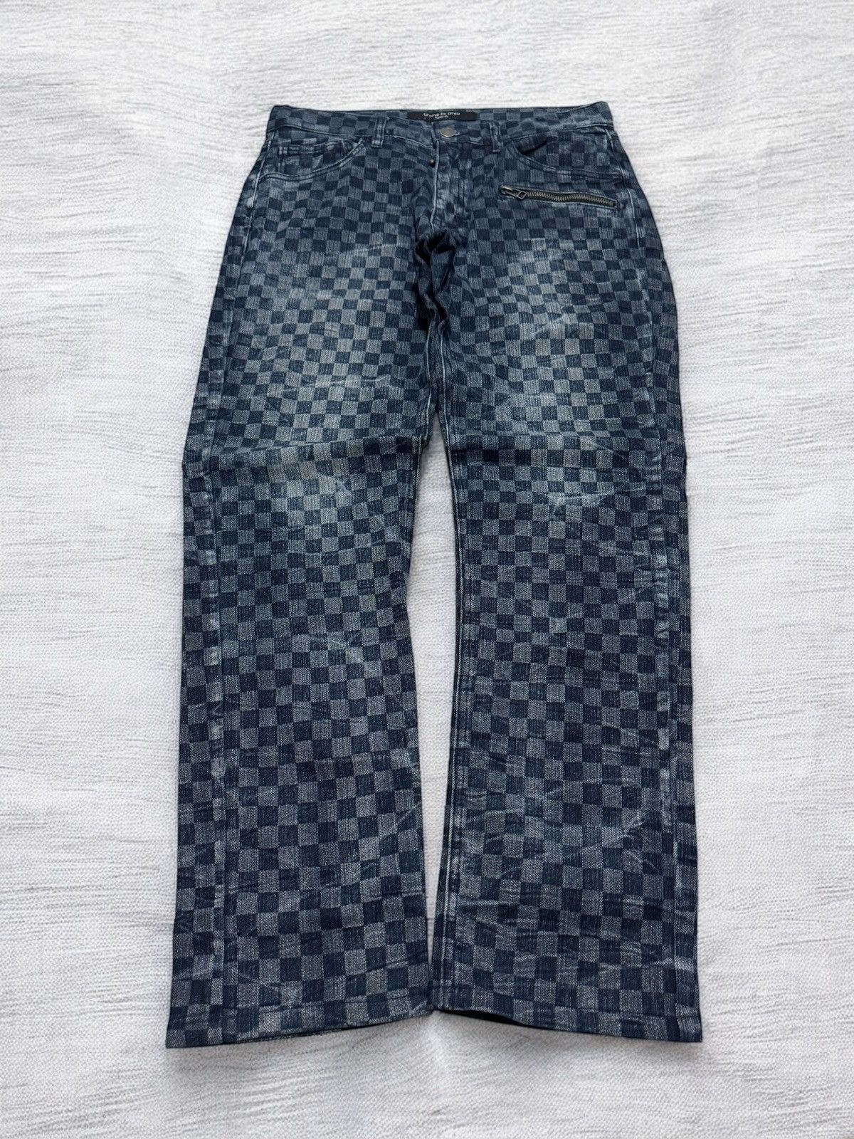 Japanese Brand Growth by Grail Checkerboard Denim Jeans Japan Streetwear Size US 28 / EU 44 - 1 Thumbnail