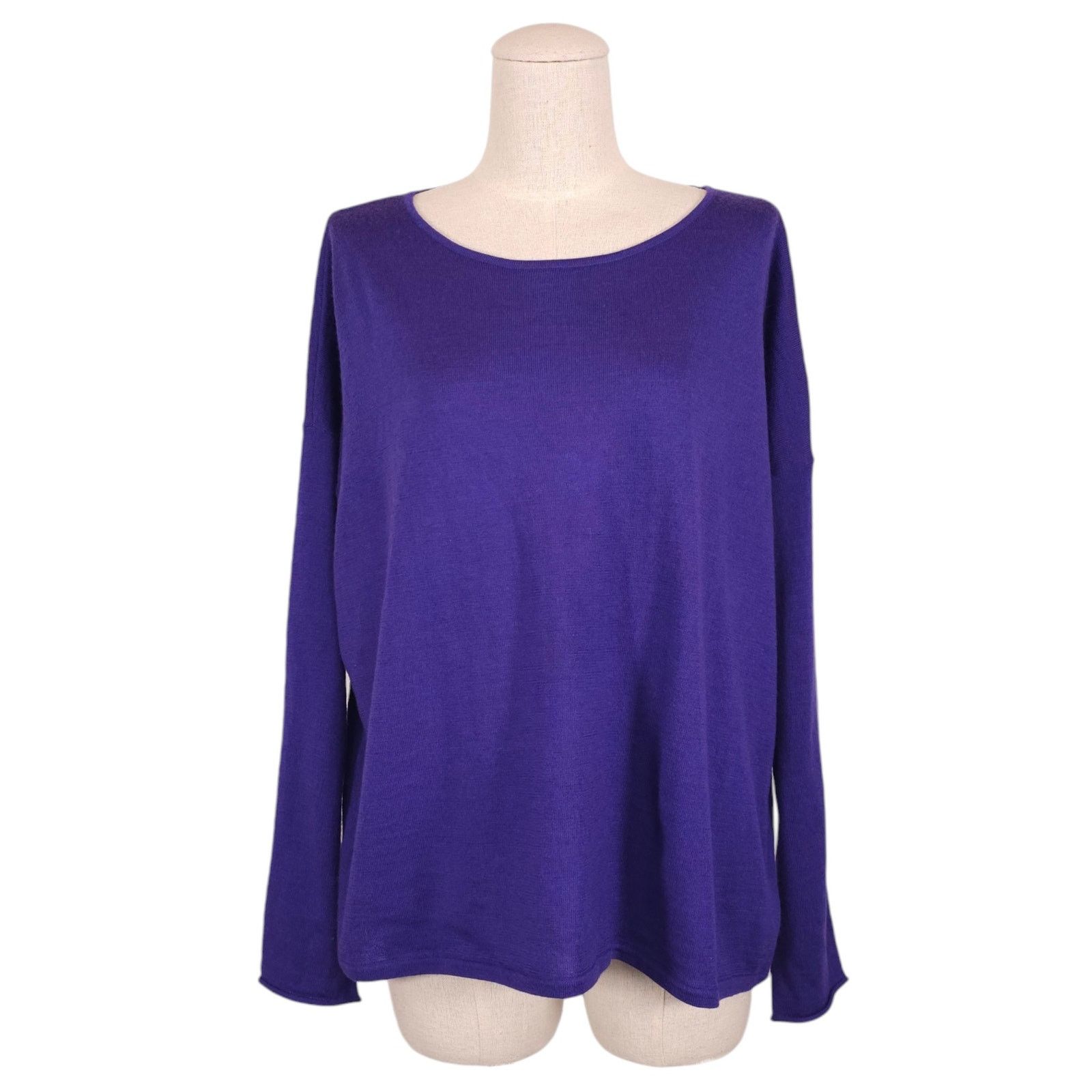 Eileen Fisher Eileen Fisher Merino Wool Open Back Sweater Purple Sz Medium Size M / US 6-8 / IT 42-44 - 2 Thumbnail