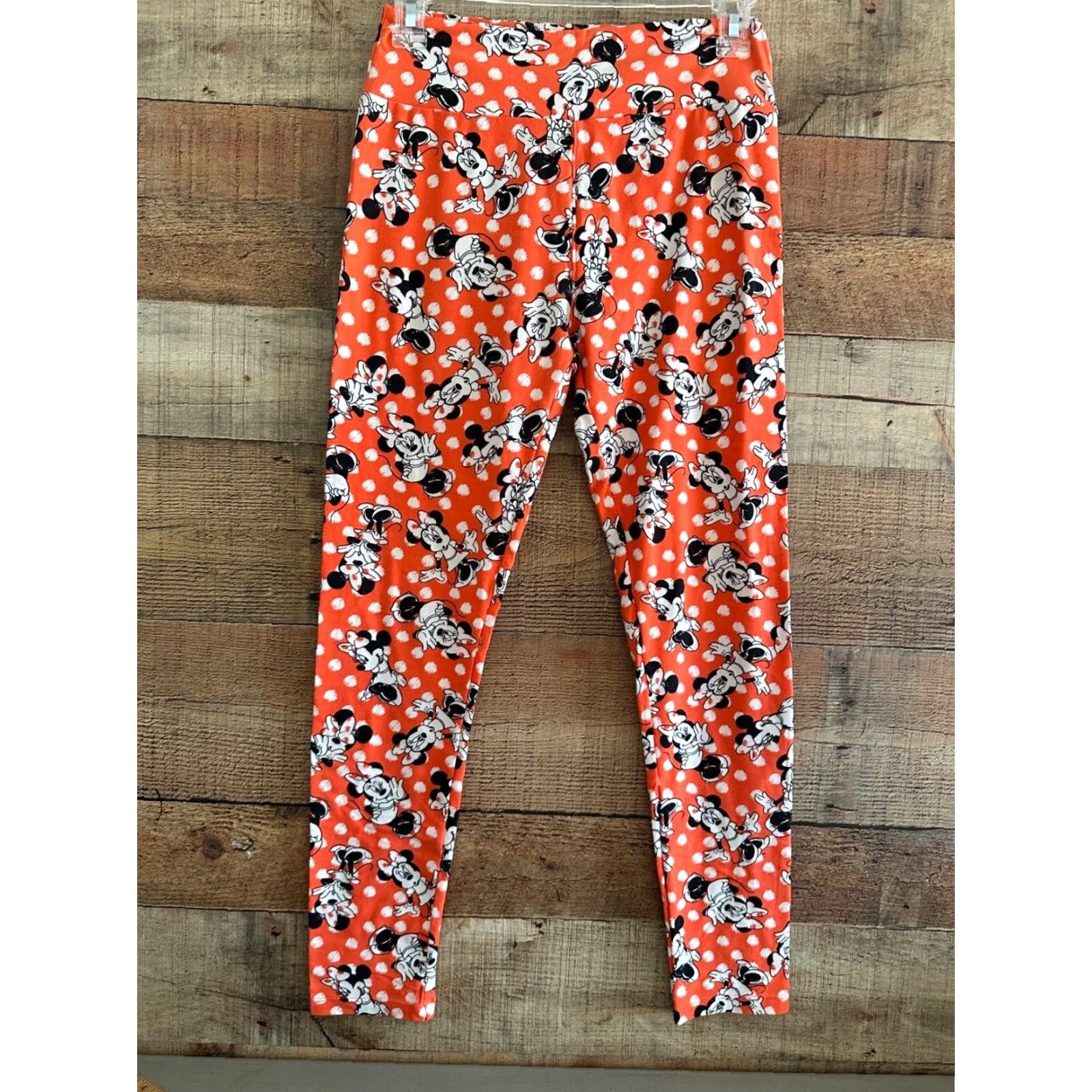 Vintage LuLaRoe Disney Minnie Mouse Leggings One Size Orange and White - Leggings - Women - Tall - Elastic Waist - Disney Theme Size 42" / US 20 - 2 Thumbnail