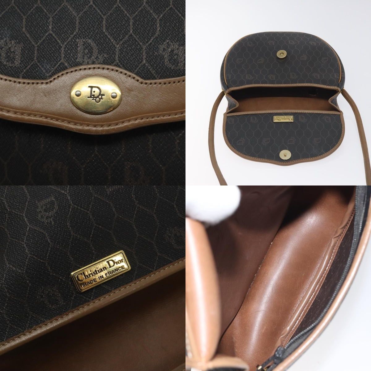 Dior DIOR Honeycomb Canvas Shoulder Bag Pvc Leather Black Gold Size ONE SIZE - 11 Thumbnail