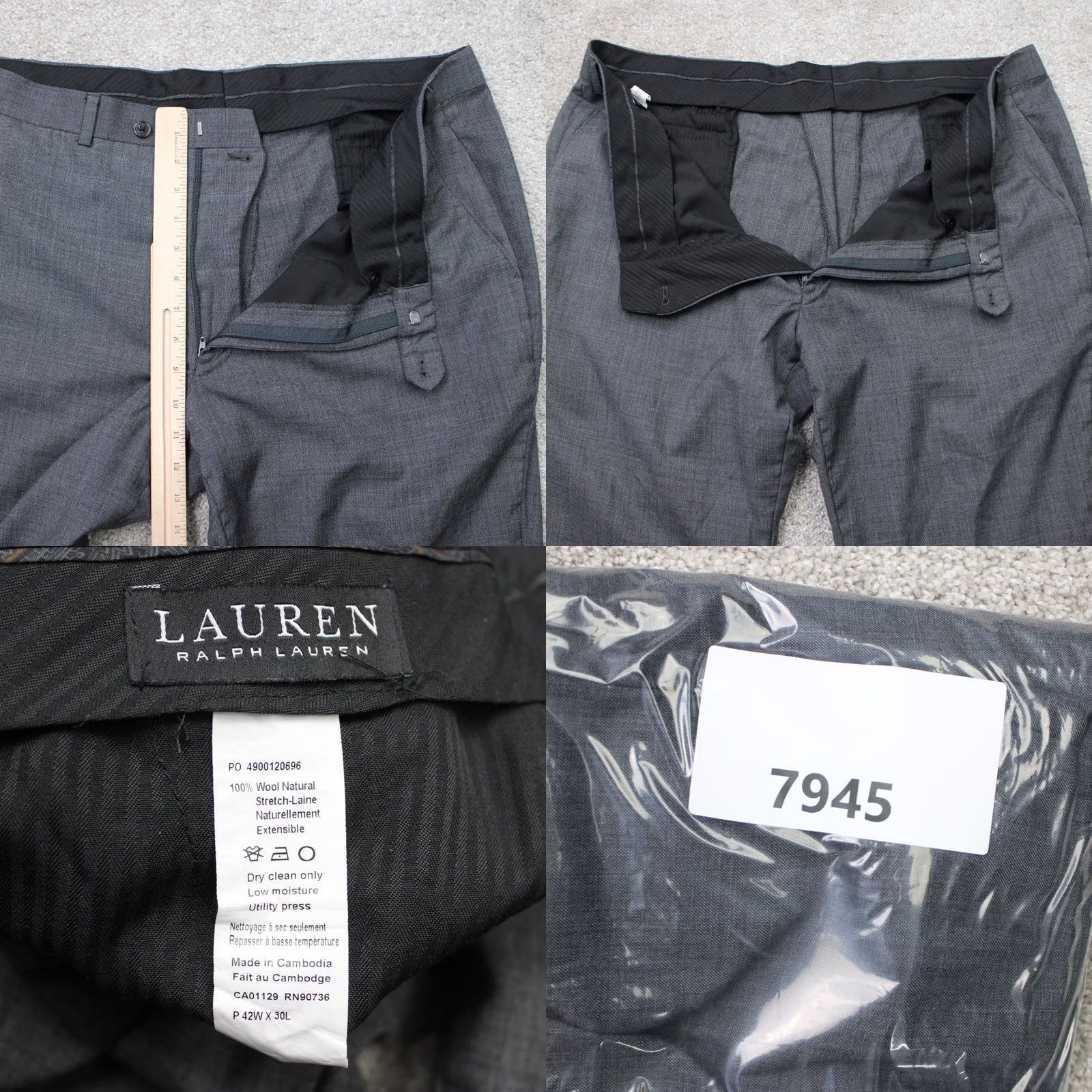 Ralph Lauren LAUREN Ralph Lauren Pants Mens 42x30 Gray 100% Wool Flat Front Dress Pants Size US 42 / EU 58 - 8 Thumbnail