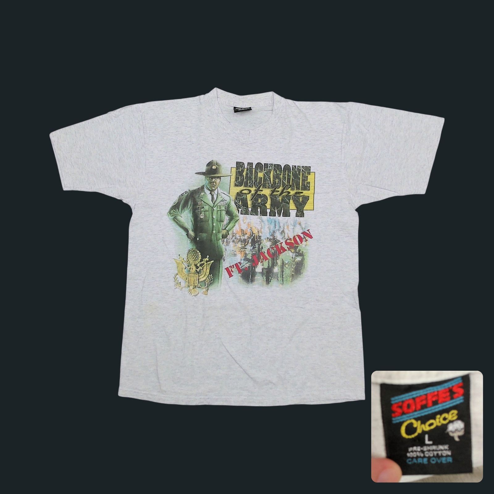 Vintage VTG 90s Single Stitch Fort Jackson Army Drill Sergeant Tee Size US L / EU 52-54 / 3 - 1 Thumbnail