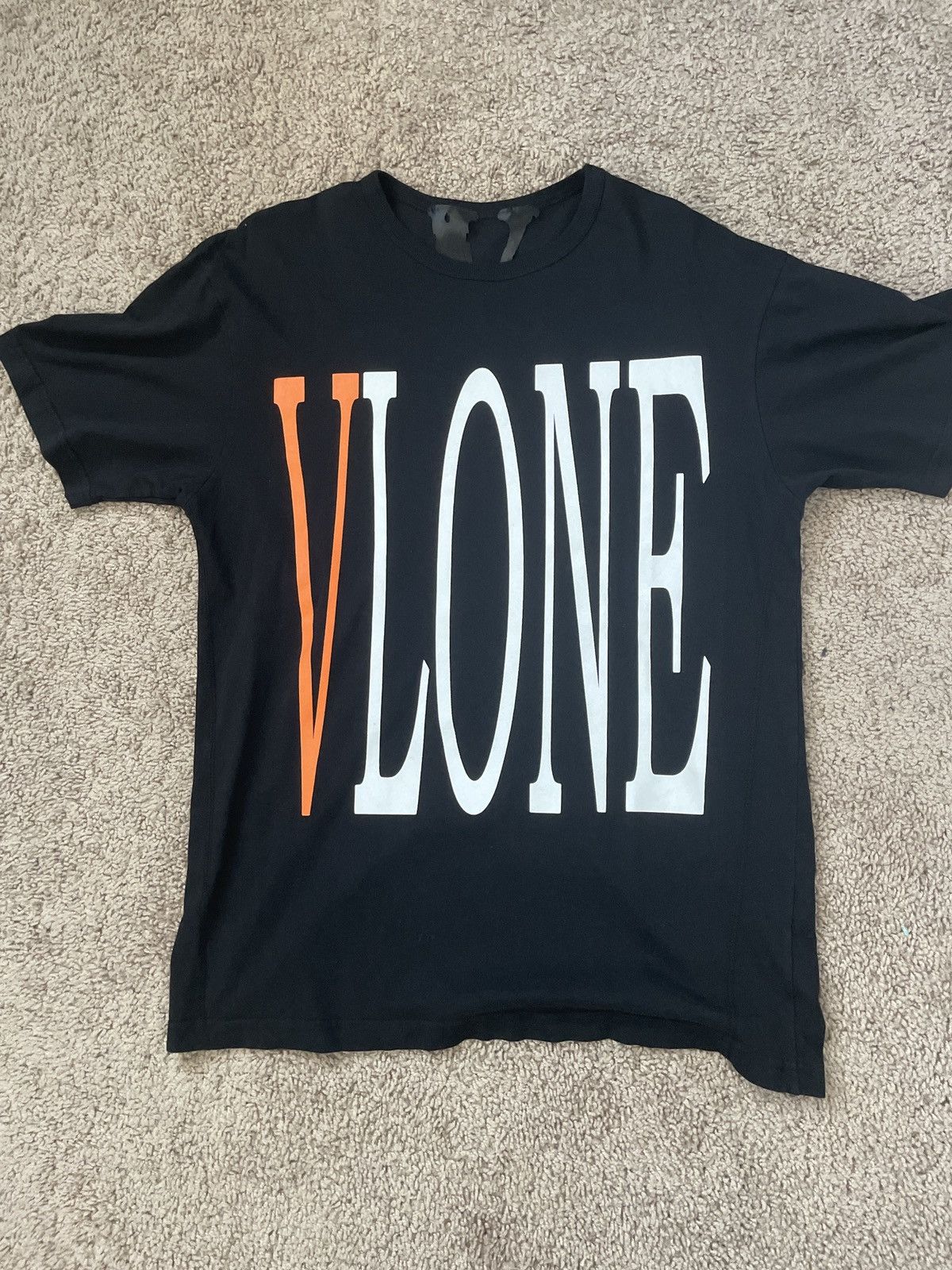 Black and orange vlone shirt best sale