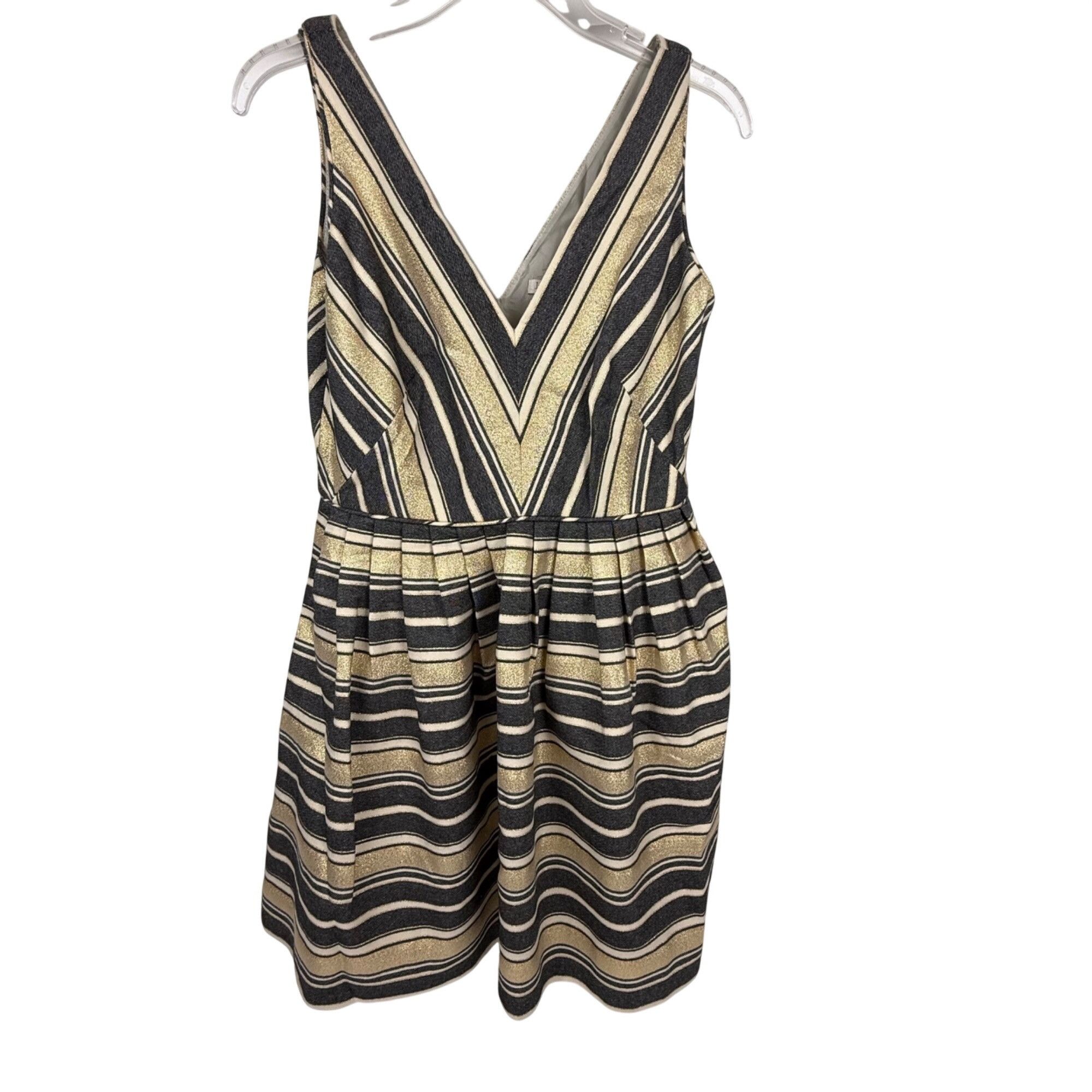 J.Crew J.Crew Sleeveless Metallic Gold/Gray Fit & Flare Cocktail Dr Size M / US 6-8 / IT 42-44 - 4 Thumbnail