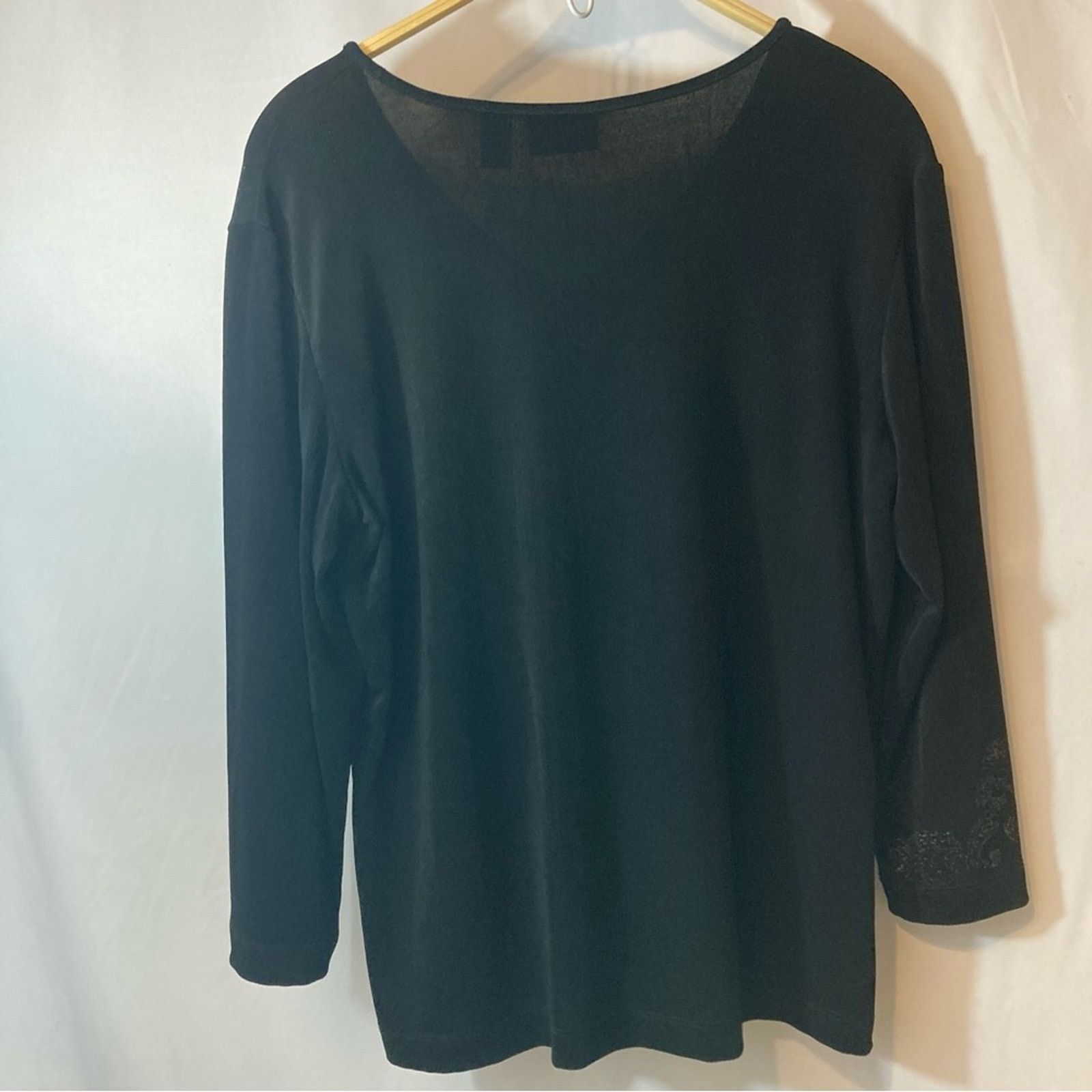 Other Chico’s Travelers Black Gold Floral Long Sleeve V-neck Top Size L / US 10 / IT 46 - 6 Thumbnail