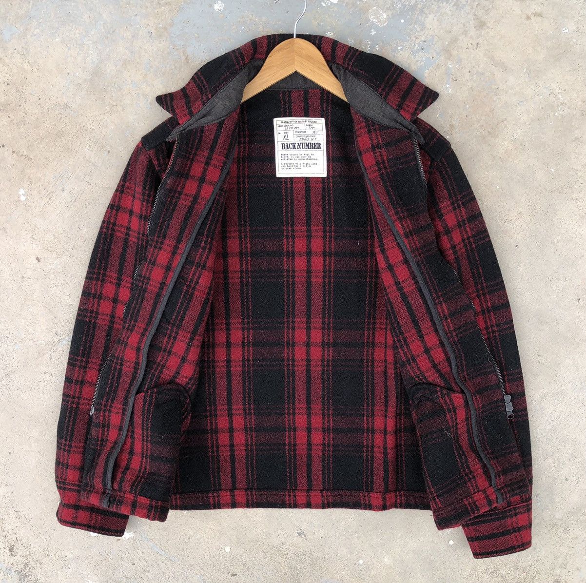 Japanese Brand Back Number Wool Jacket Red Plaid Tartan Jacket Size US L / EU 52-54 / 3 - 6 Thumbnail